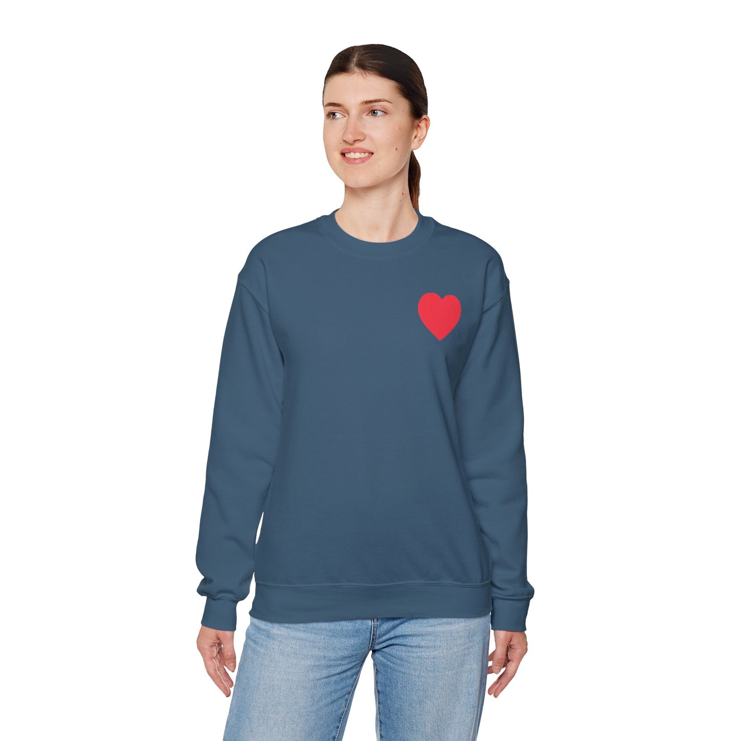 Small Red Heart Sweatshirt Unisex Love Design Gildan 18000 Heavy Blend Crewneck Valentines Day