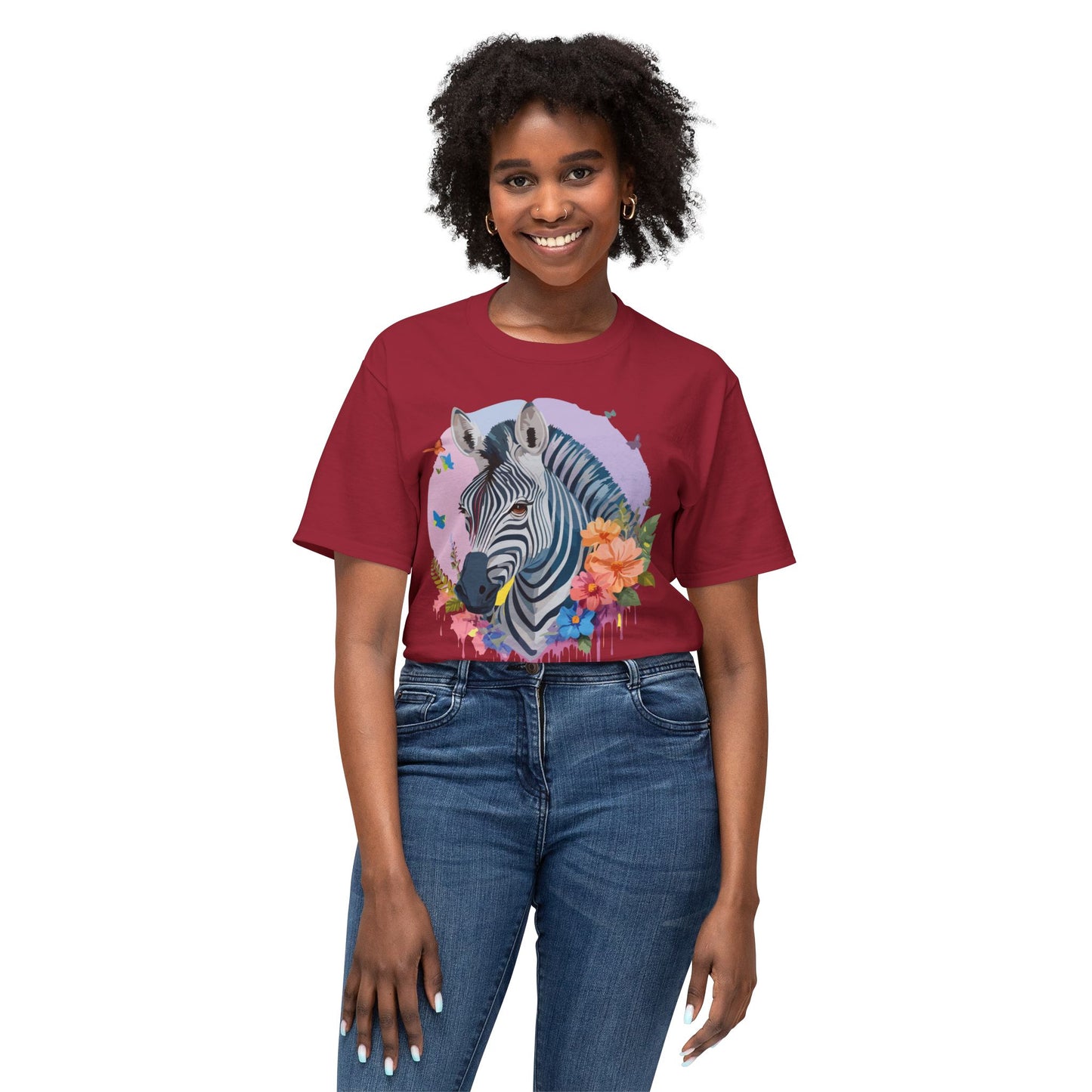 Zebra T-Shirt, Vintage Zebra Tee, Floral Tees, Zebra Art Design Shirt, Tee Shirt with Zebra 3