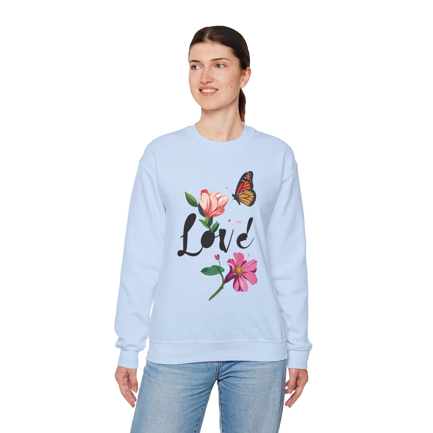 Floral Love Sweatshirt, Floral Butterfly Sweatshirt, Love Sweatshirt, Valentine's Day Sweatshirt, Floral Sweatshirt 120