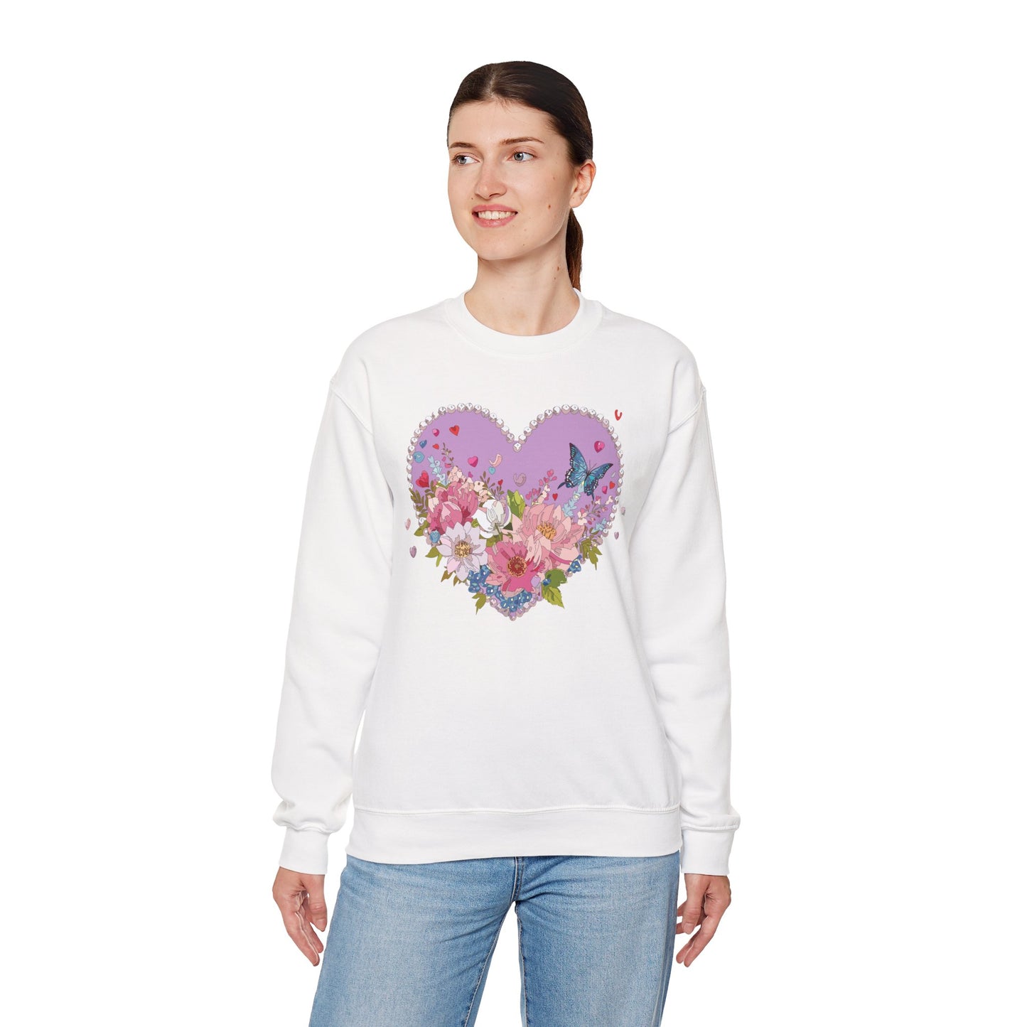 Floral Heart Sweatshirt, Floral Love Sweatshirt, Valentine's Day Sweatshirt, Heart Floral Sweatshirt