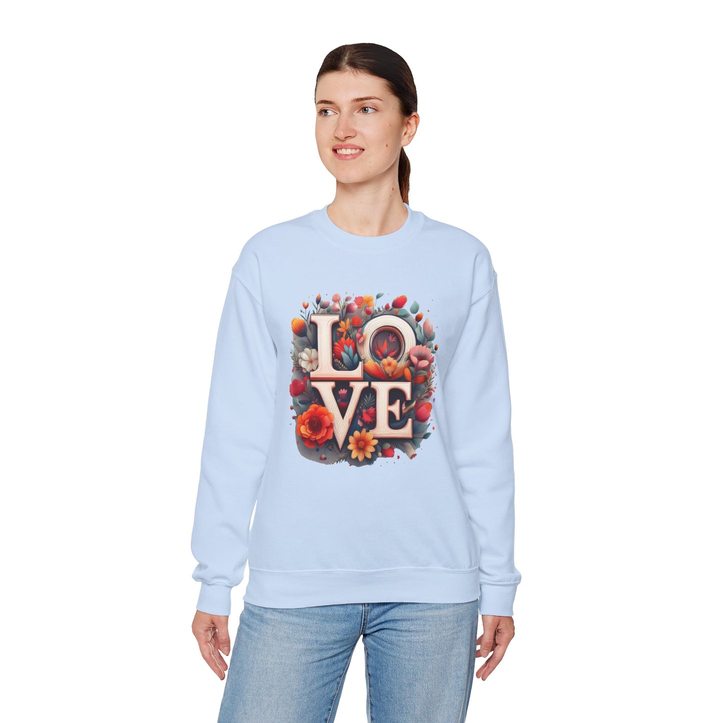 Floral Love Sweatshirt, Valentine's Day Sweatshirt, Love Flower Sweatshirt