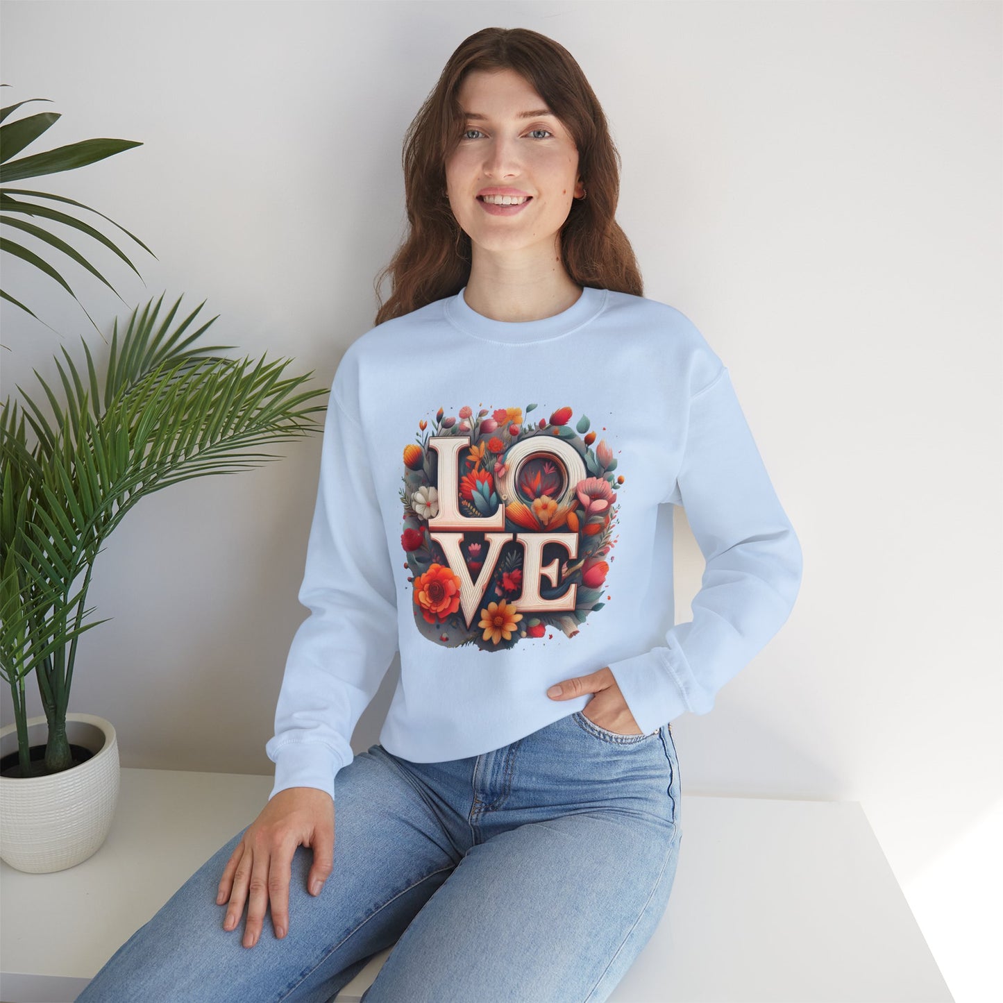 Floral Love Sweatshirt, Valentine's Day Sweatshirt, Love Flower Sweatshirt