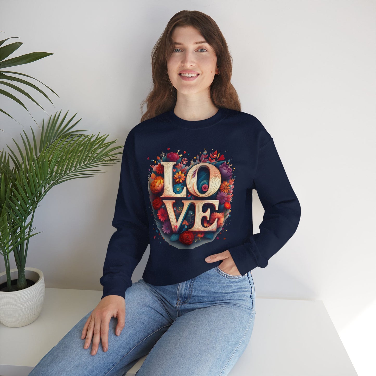 Floral Love Sweatshirt, Valentine's Day Sweatshirt, Love Flower Sweatshirt