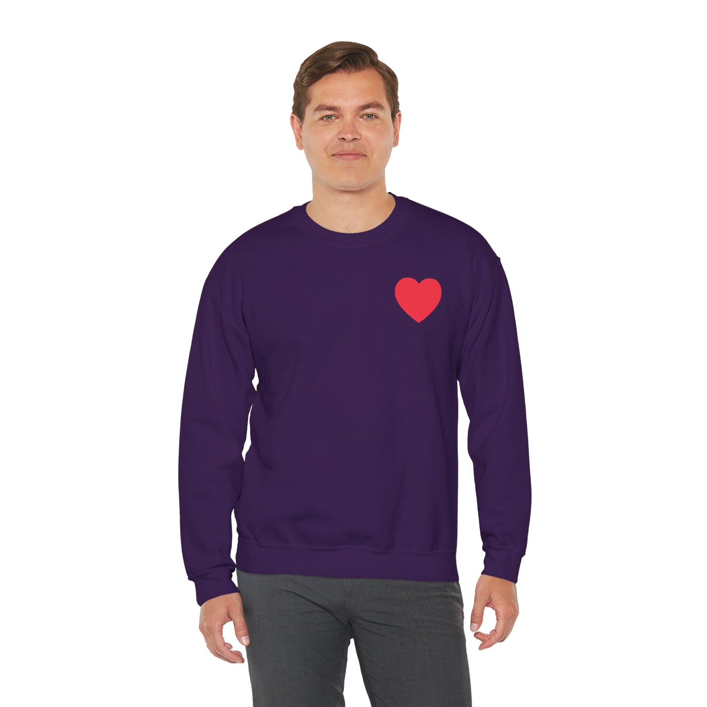Small Red Heart Sweatshirt Unisex Love Design Gildan 18000 Heavy Blend Crewneck Valentines Day