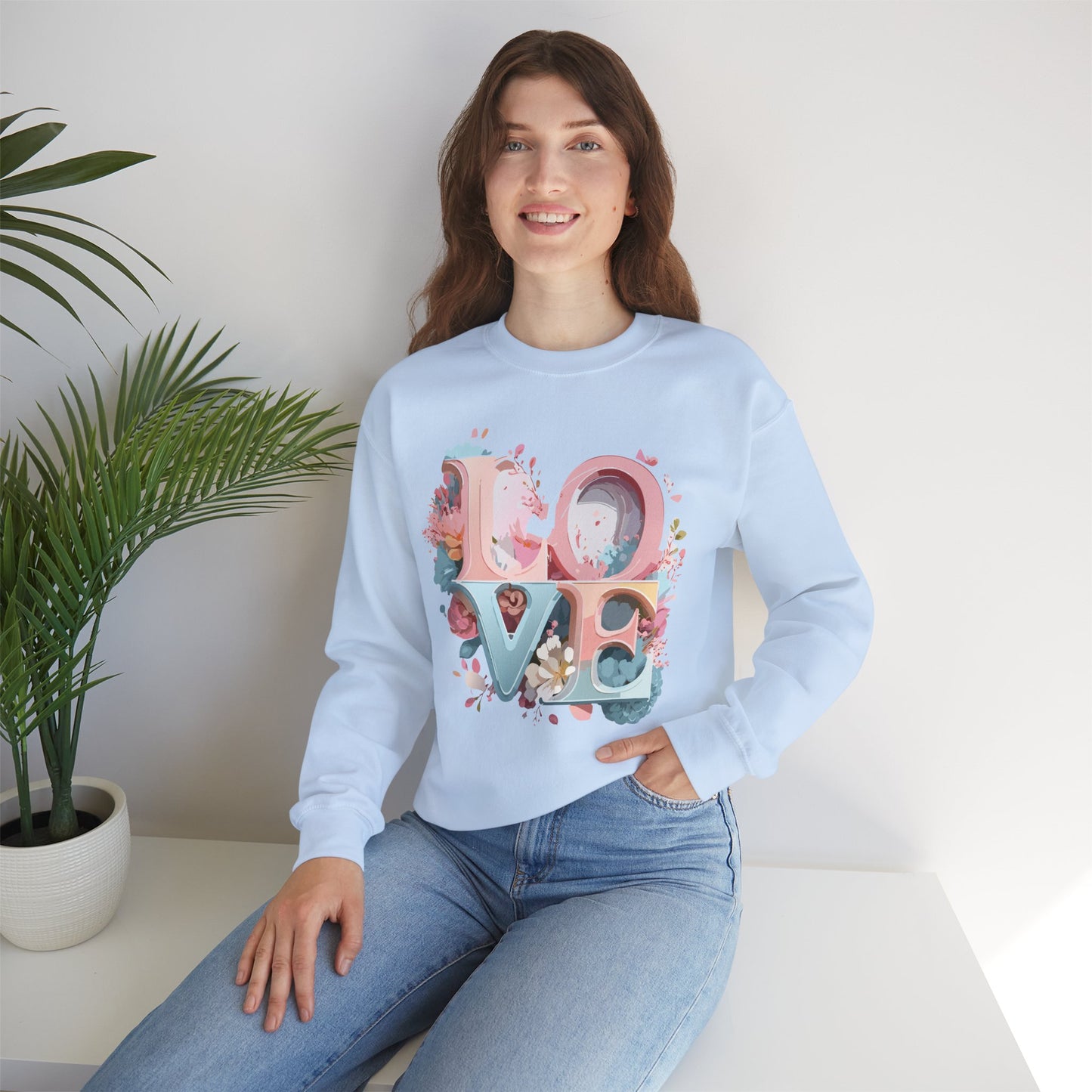 Floral Love Sweatshirt, Valentine's Day Sweatshirt, Love Flower Sweatshirt
