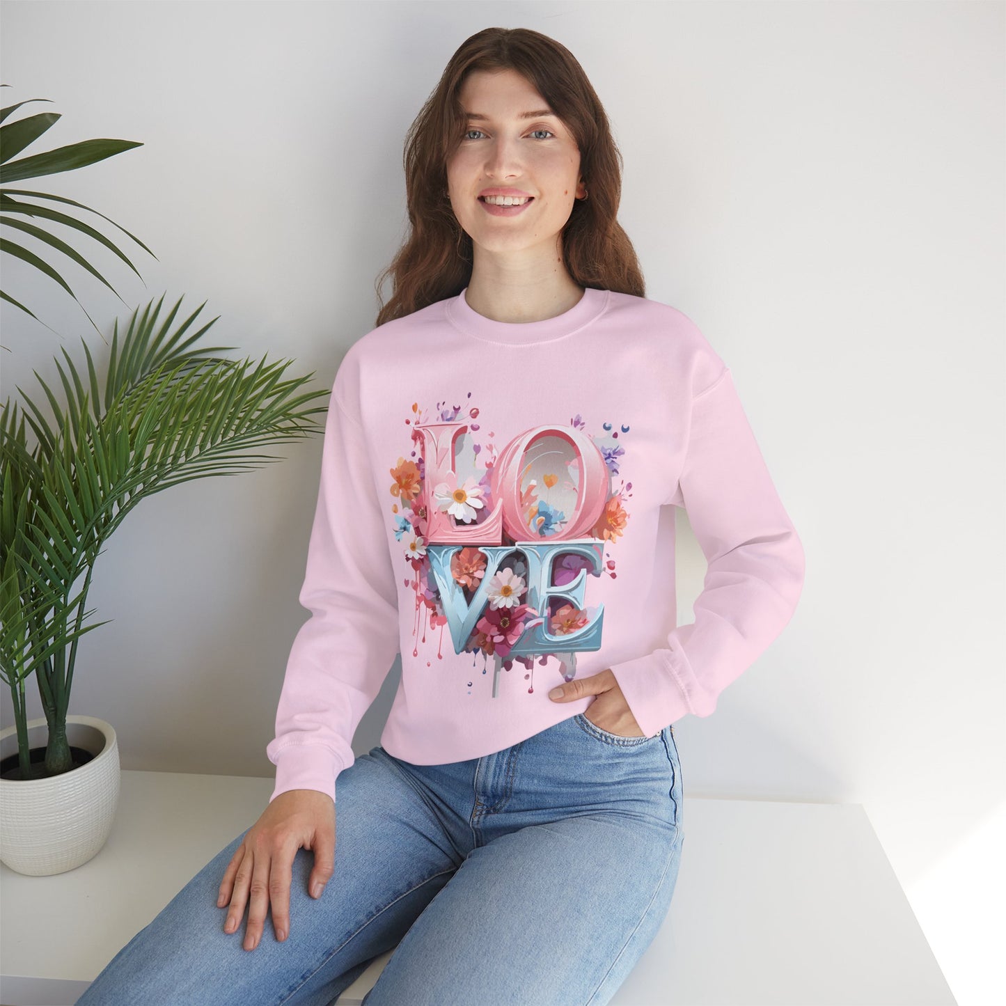 Floral Love Sweatshirt, Valentine's Day Sweatshirt, Love Flower Sweatshirt