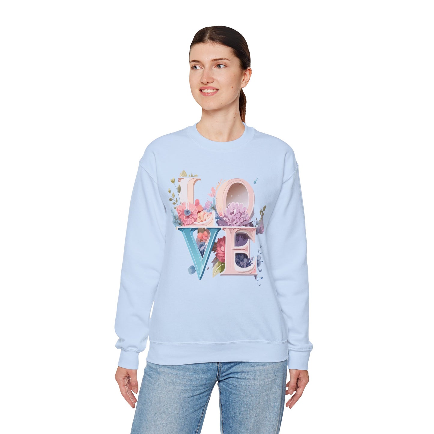 Floral Love Sweatshirt, Valentine's Day Sweatshirt, Love Flower Sweatshirt