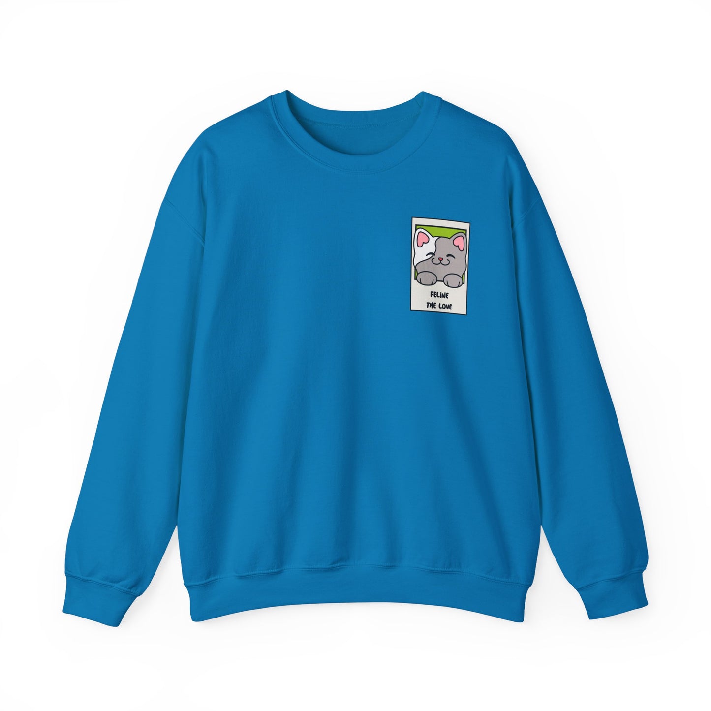 Pocket Cat Sweatshirt Unisex Cat Heart Sweatshirt Valentines Day Gift 50 Percent Cotton Poly Blend