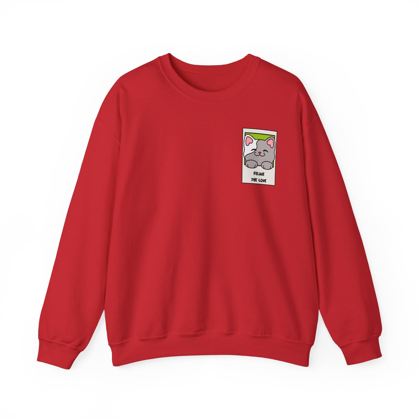 Pocket Cat Sweatshirt Unisex Cat Heart Sweatshirt Valentines Day Gift 50 Percent Cotton Poly Blend