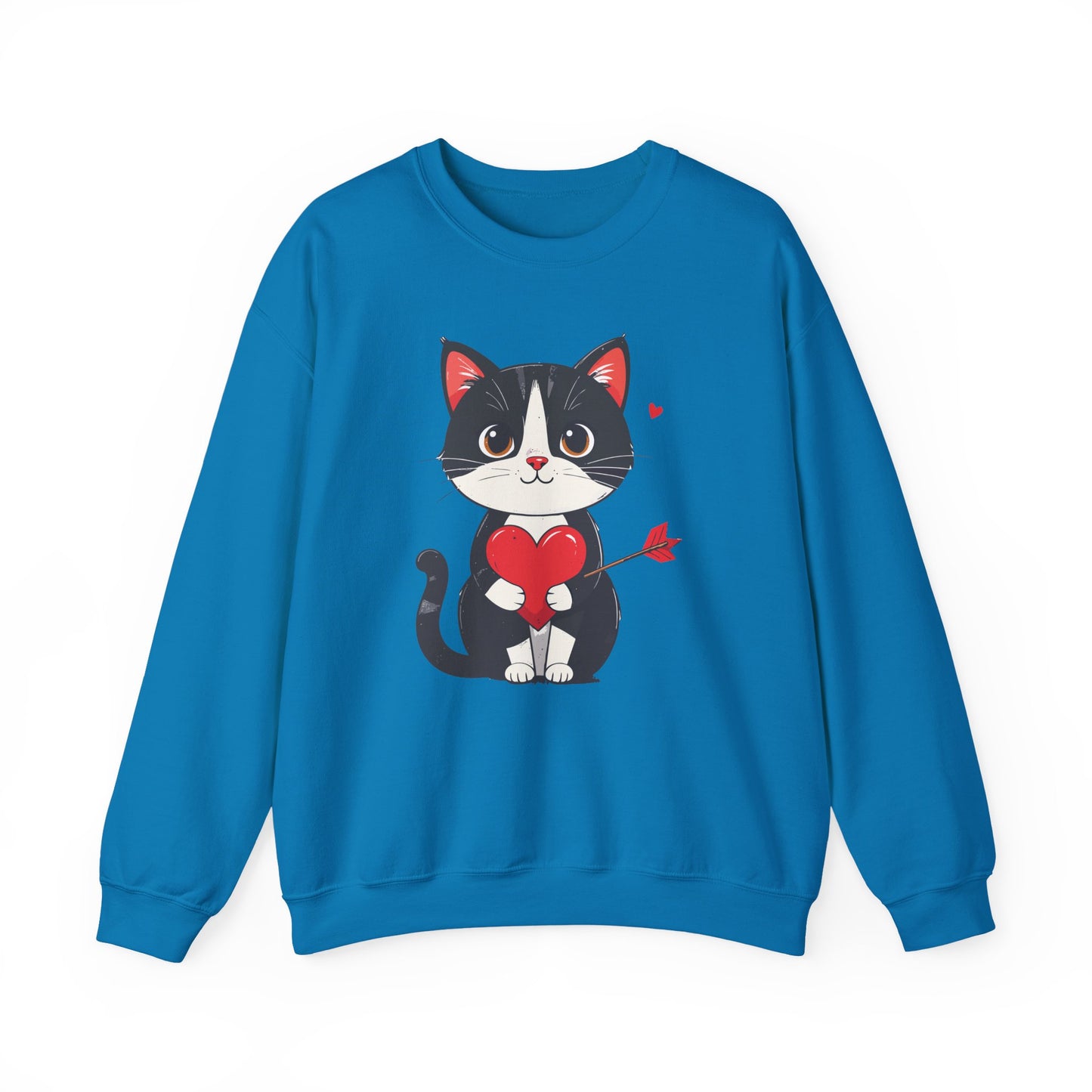 Cat Heart Sweatshirt, Heart Sweatshirt, Cat Sweatshirt, Valentine's Day Sweatshirt, 50/50 Cotton-Poly Animal Sweatshirt 110