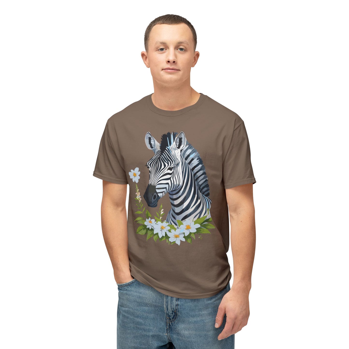 Zebra T-Shirt, Vintage Zebra Tee, Floral Tees, Zebra Art Design Shirt, Tee Shirt with Zebra 1