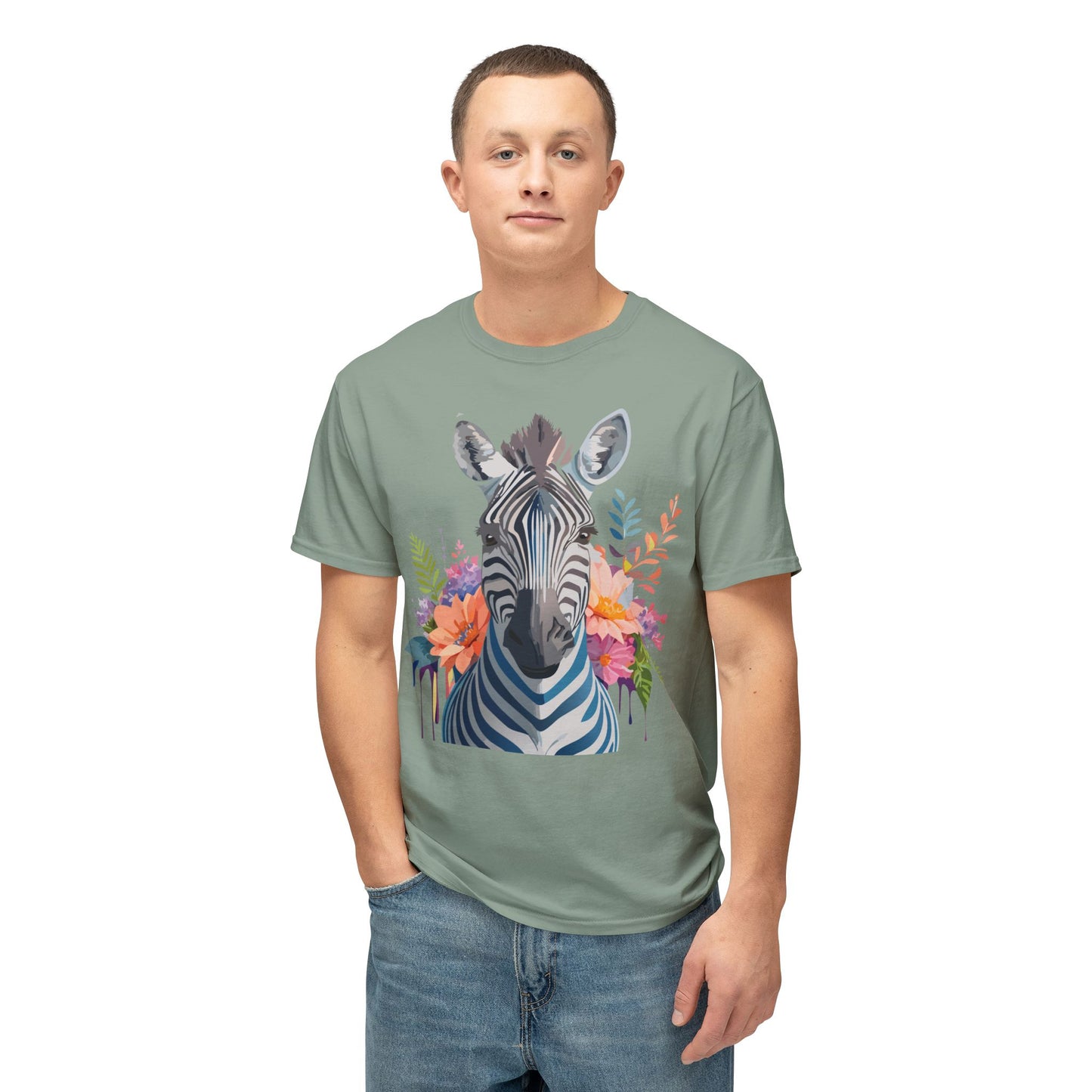 Zebra T-Shirt, Vintage Zebra Tee, Floral Tees, Zebra Art Design Shirt, Tee Shirt with Zebra 5
