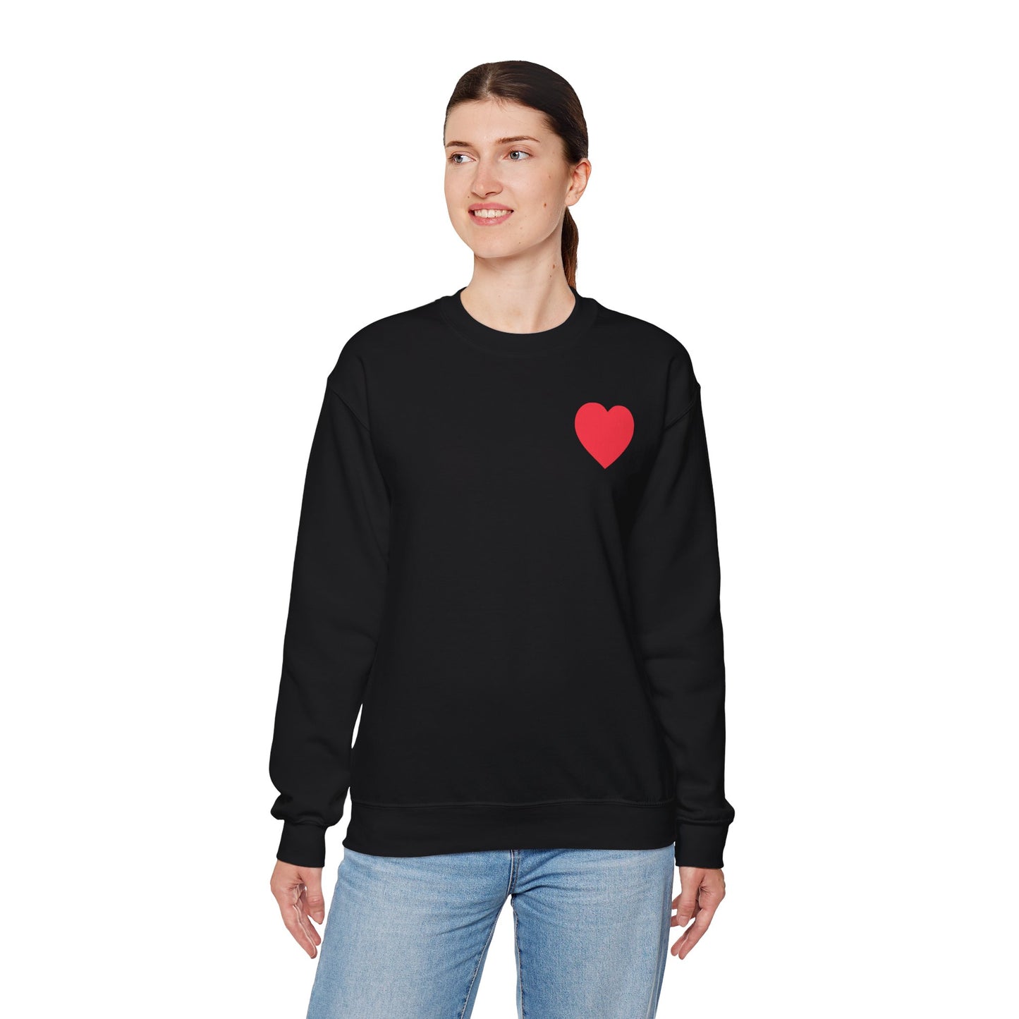 Small Red Heart Sweatshirt Unisex Love Design Gildan 18000 Heavy Blend Crewneck Valentines Day