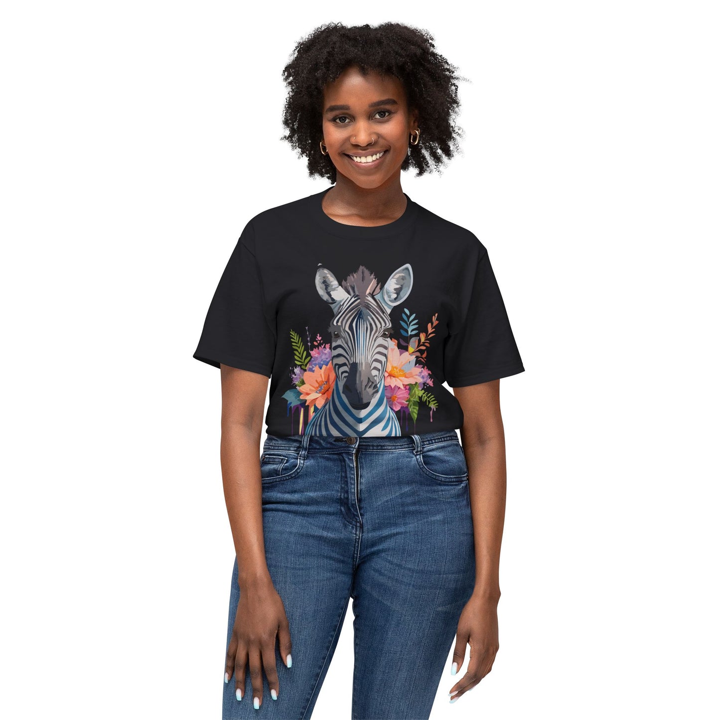 Zebra T-Shirt, Vintage Zebra Tee, Floral Tees, Zebra Art Design Shirt, Tee Shirt with Zebra 5