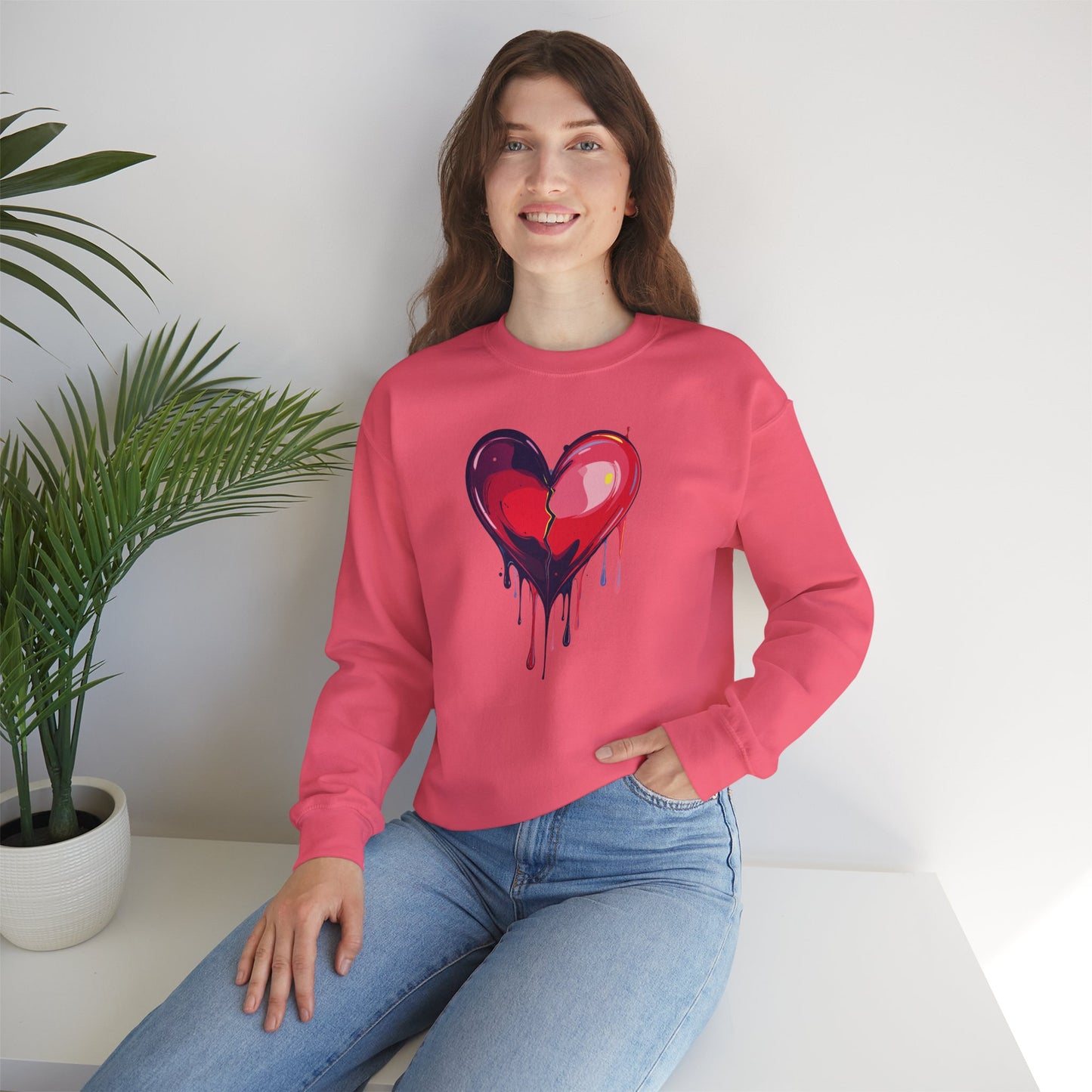 Big Red Heart Sweatshirt, Floral Red Heart Sweatshirt, Floral Love Sweatshirt, Valentine's Day Sweatshirt, Heart Floral Sweatshirt 118