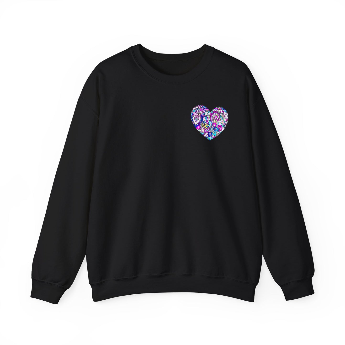 Floral Heart Sweatshirt Valentines Day Unisex Crewneck Gildan 18000 Heavy Blend Cotton Polyester