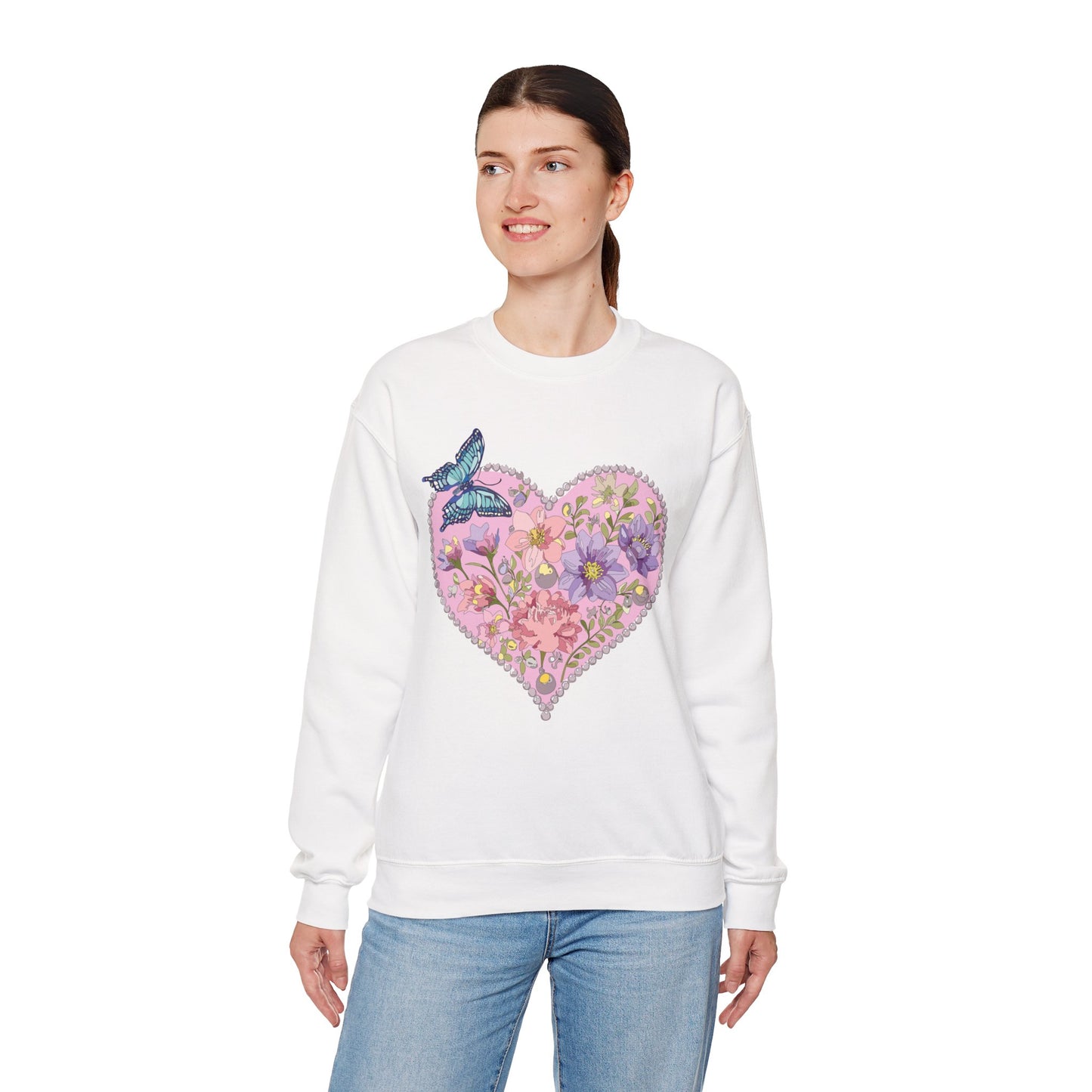 Floral Heart Sweatshirt, Floral Love Sweatshirt, Valentine's Day Sweatshirt, Heart Floral Sweatshirt