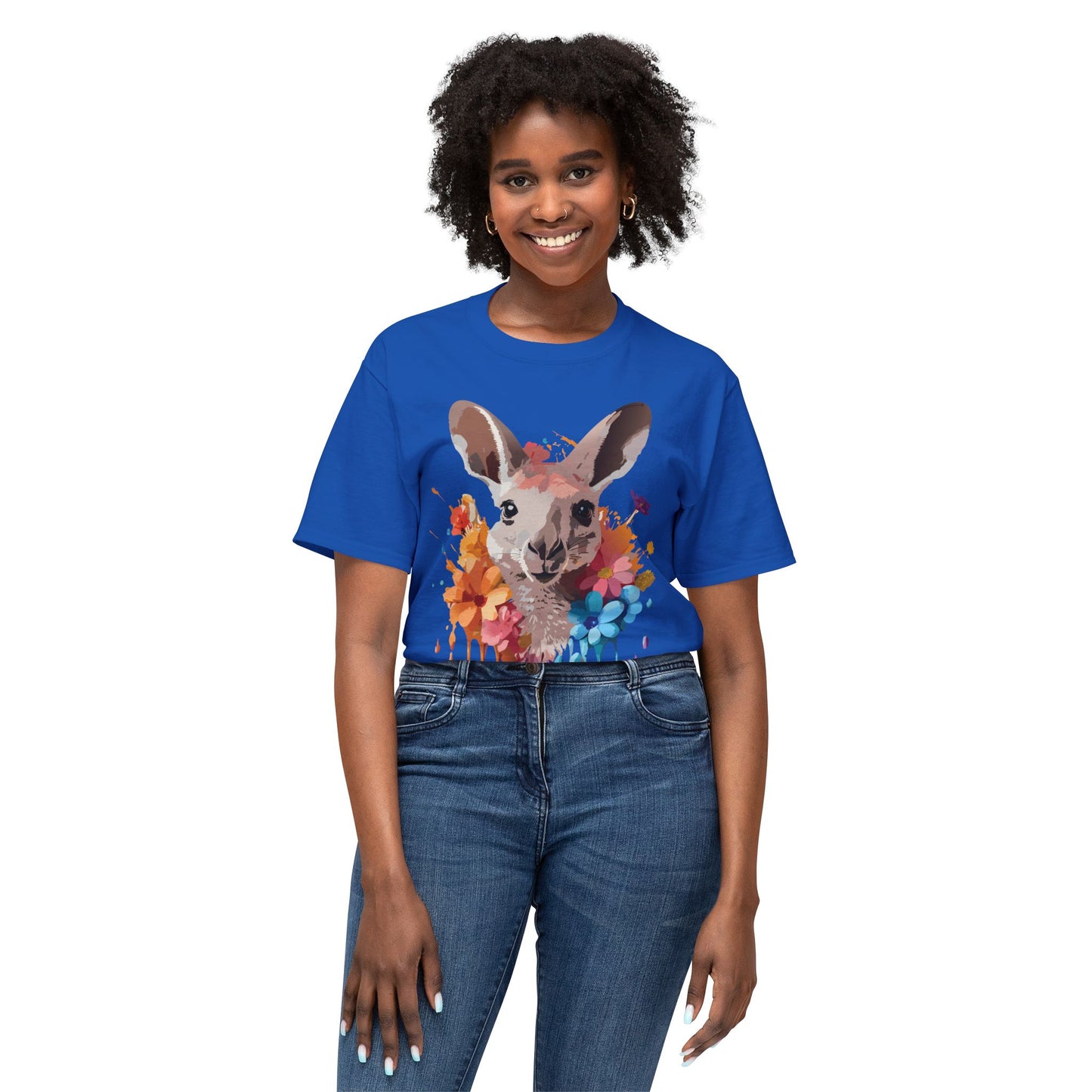 Kangaroo T-Shirt, Vintage Kangaroo Tee, Floral Tees, Kangaroo Art Design Shirt, Tee Shirt with Kangaroo 1