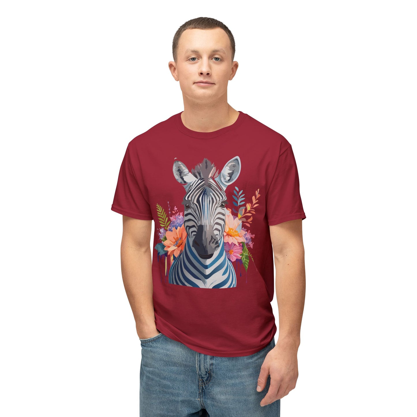 Zebra T-Shirt, Vintage Zebra Tee, Floral Tees, Zebra Art Design Shirt, Tee Shirt with Zebra 5
