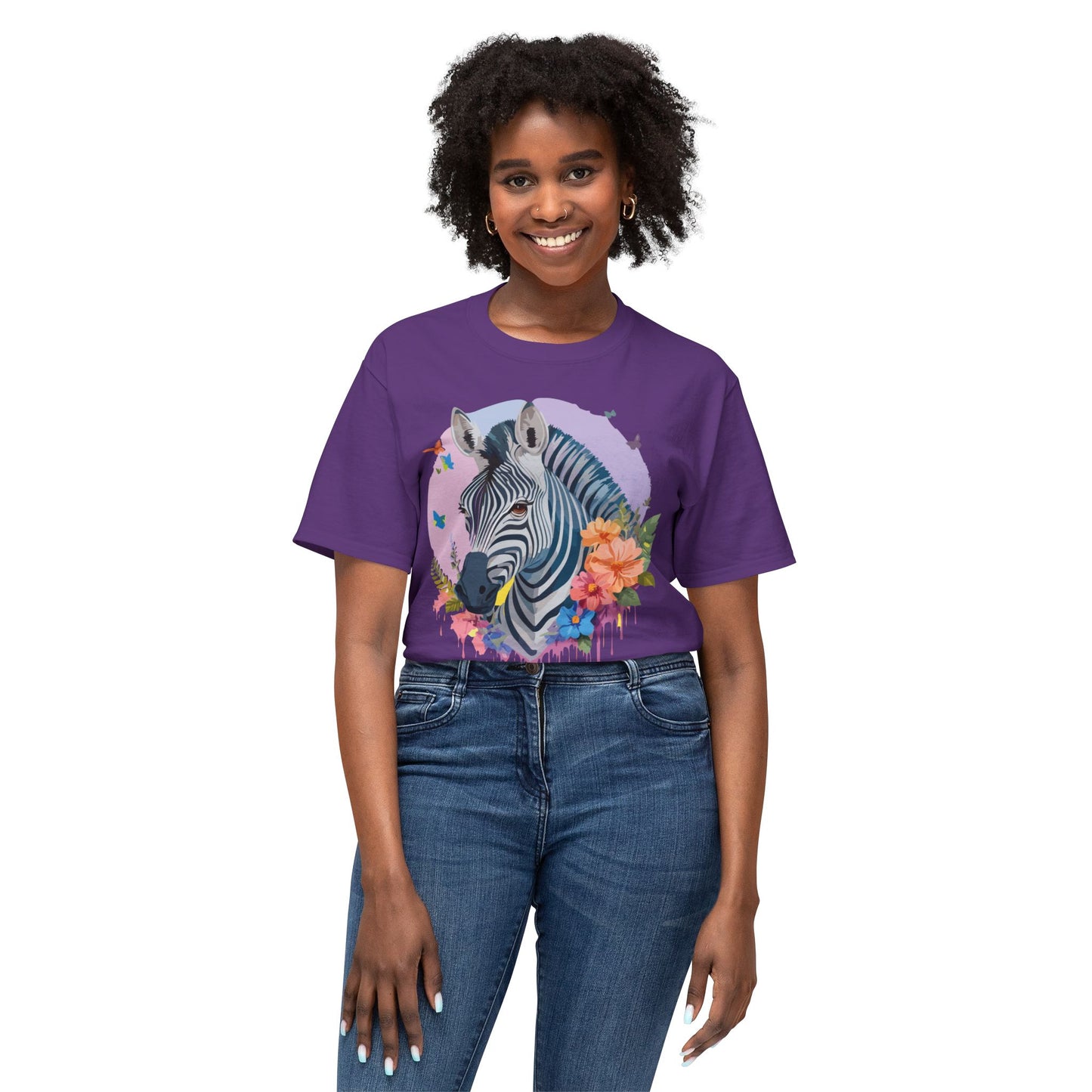 Zebra T-Shirt, Vintage Zebra Tee, Floral Tees, Zebra Art Design Shirt, Tee Shirt with Zebra 3