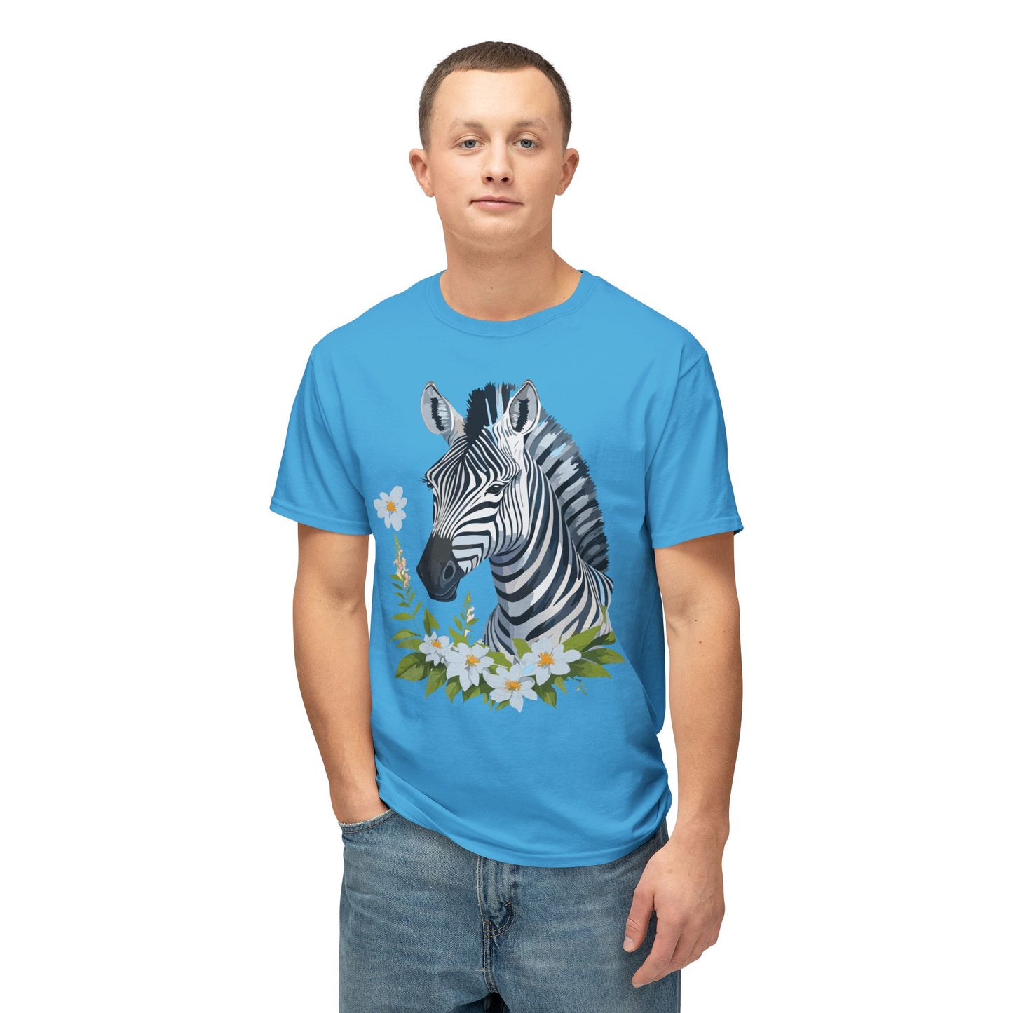 Zebra T-Shirt, Vintage Zebra Tee, Floral Tees, Zebra Art Design Shirt, Tee Shirt with Zebra 1