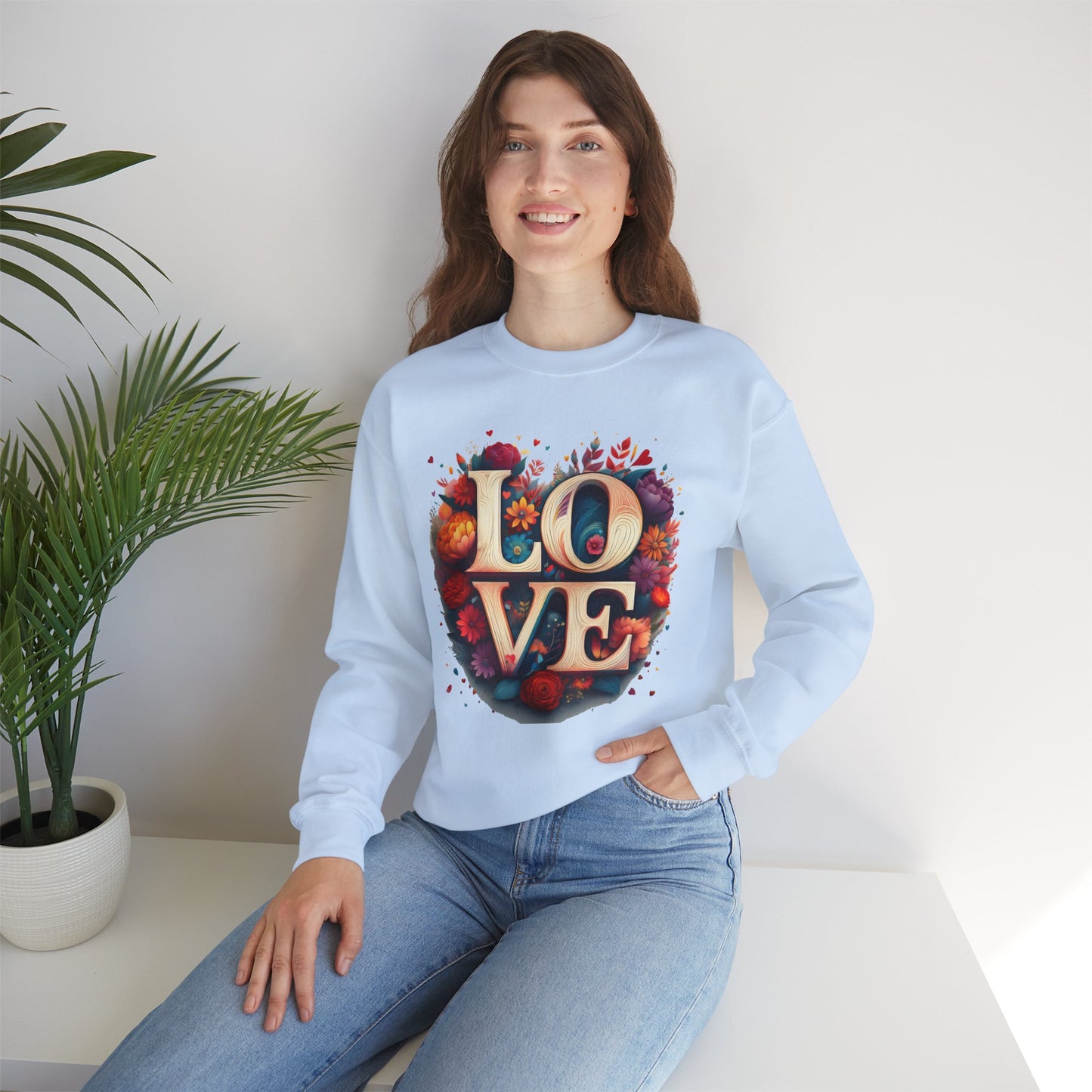 Floral Love Sweatshirt, Valentine's Day Sweatshirt, Love Flower Sweatshirt