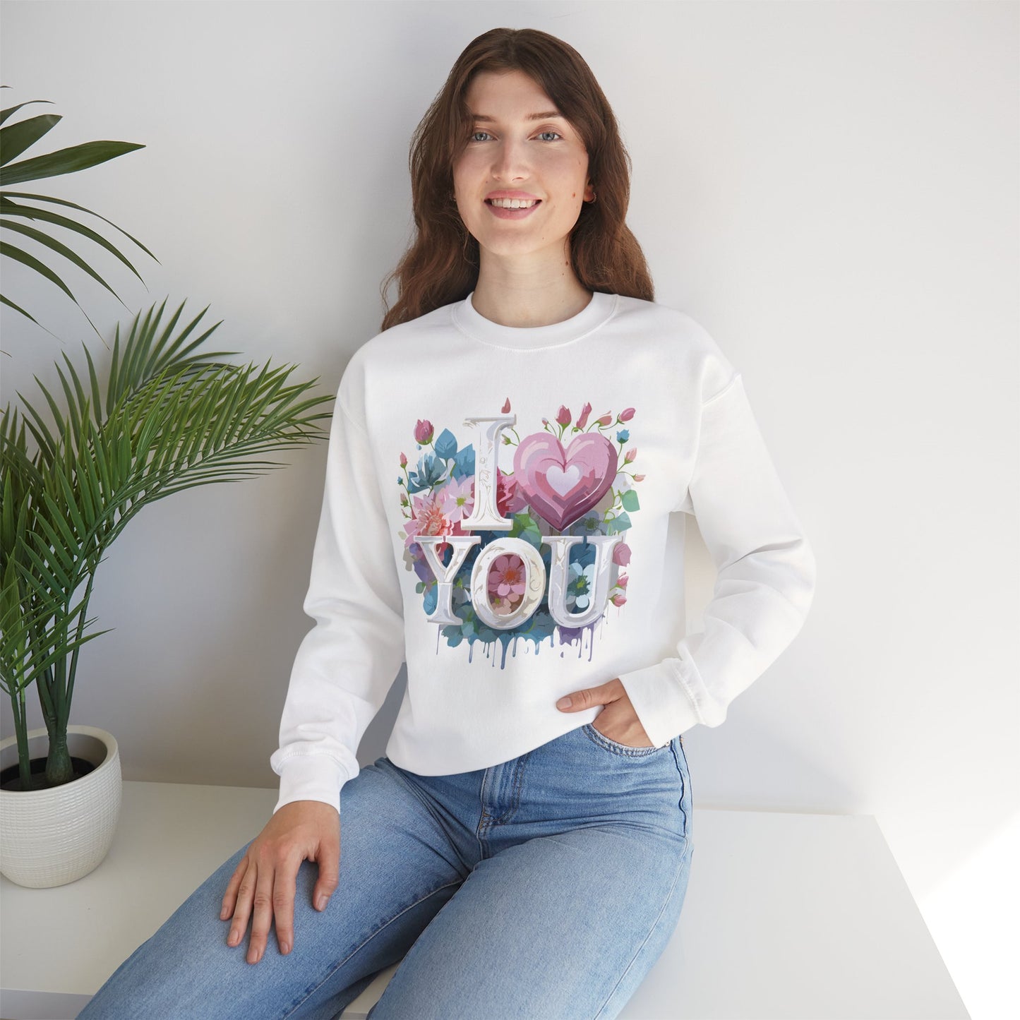 Floral Love Sweatshirt, Valentine's Day Sweatshirt, Love Flower Sweatshirt