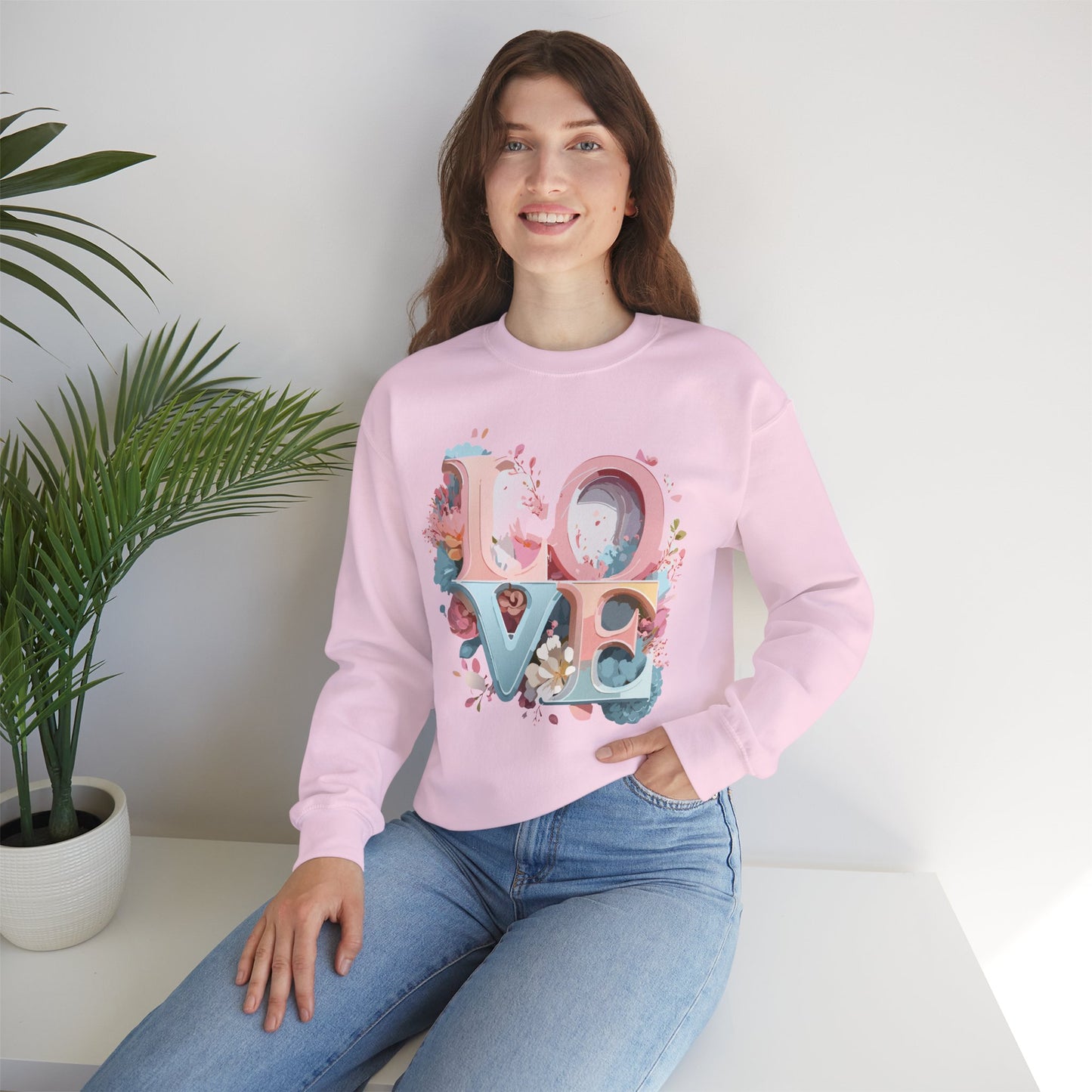 Floral Love Sweatshirt, Valentine's Day Sweatshirt, Love Flower Sweatshirt