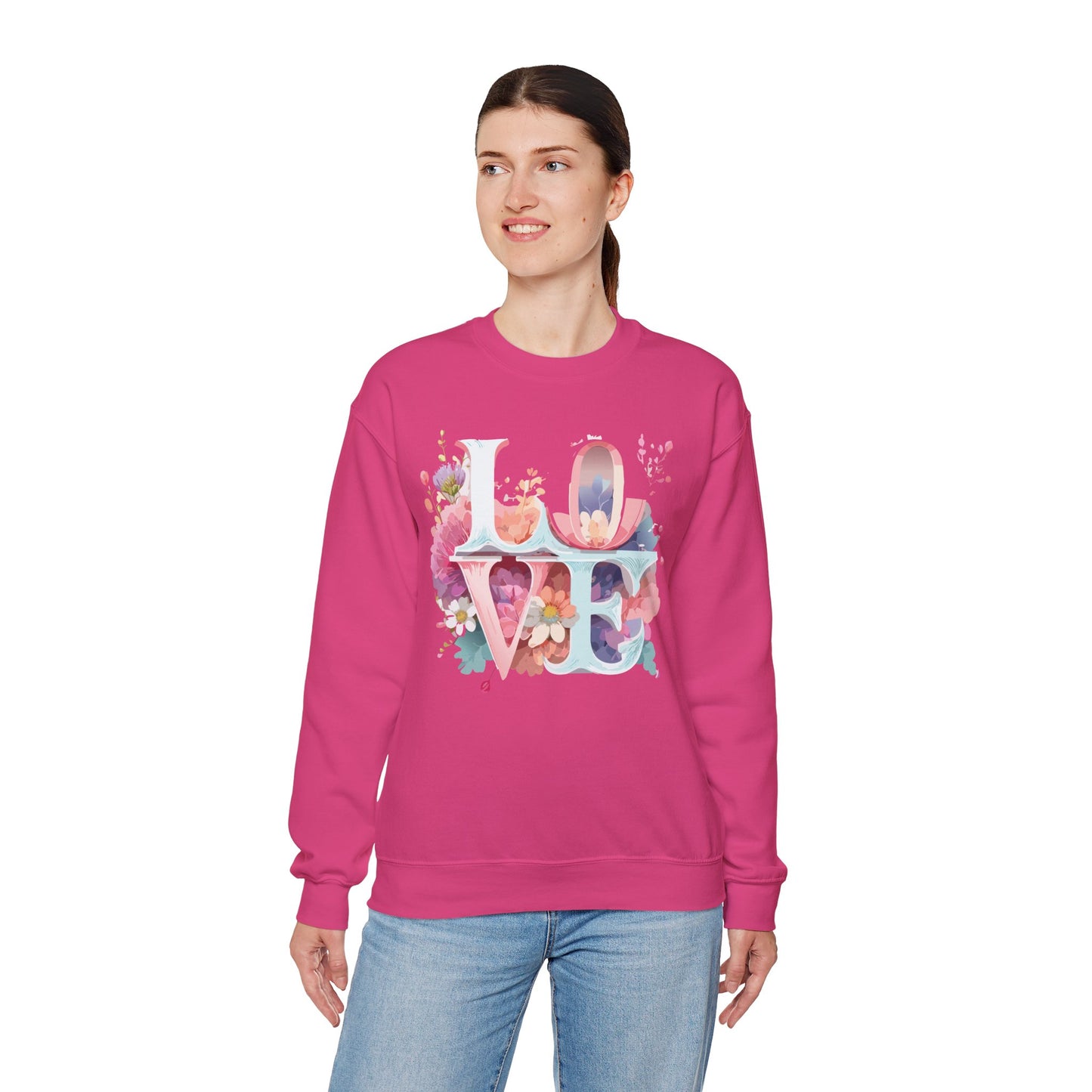 Floral Love Sweatshirt, Valentine's Day Sweatshirt, Love Flower Sweatshirt