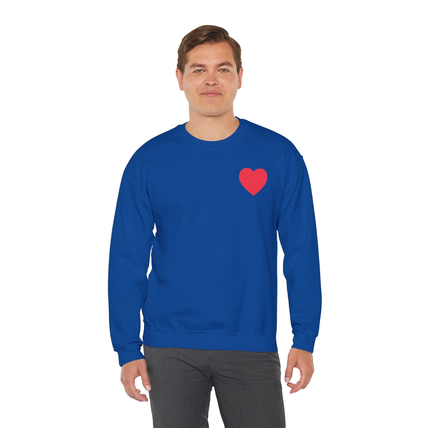 Small Red Heart Sweatshirt Unisex Love Design Gildan 18000 Heavy Blend Crewneck Valentines Day