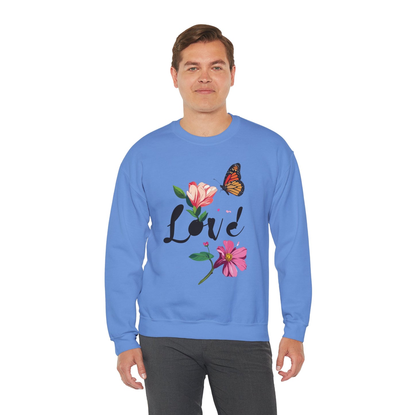 Floral Love Sweatshirt, Floral Butterfly Sweatshirt, Love Sweatshirt, Valentine's Day Sweatshirt, Floral Sweatshirt 120