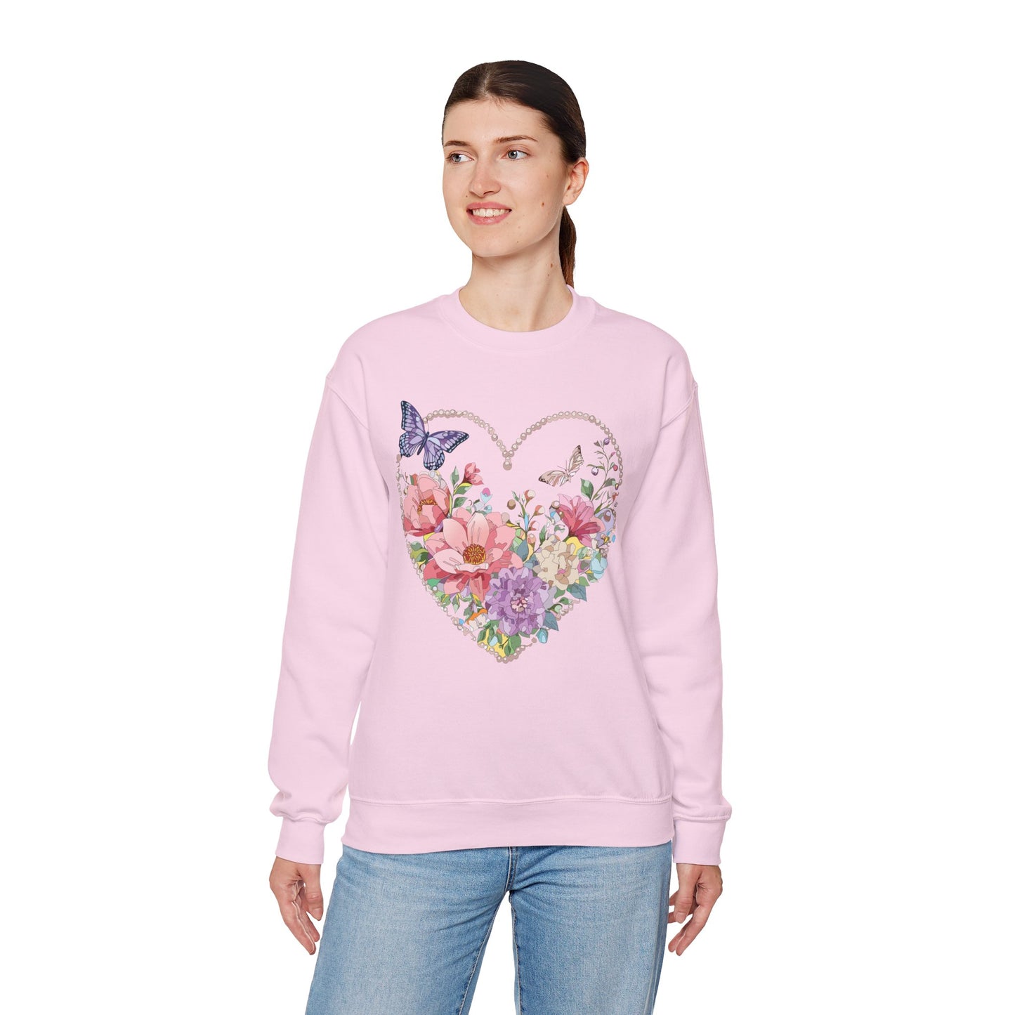 Floral Heart Sweatshirt, Floral Love Sweatshirt, Valentine's Day Sweatshirt, Heart Floral Sweatshirt