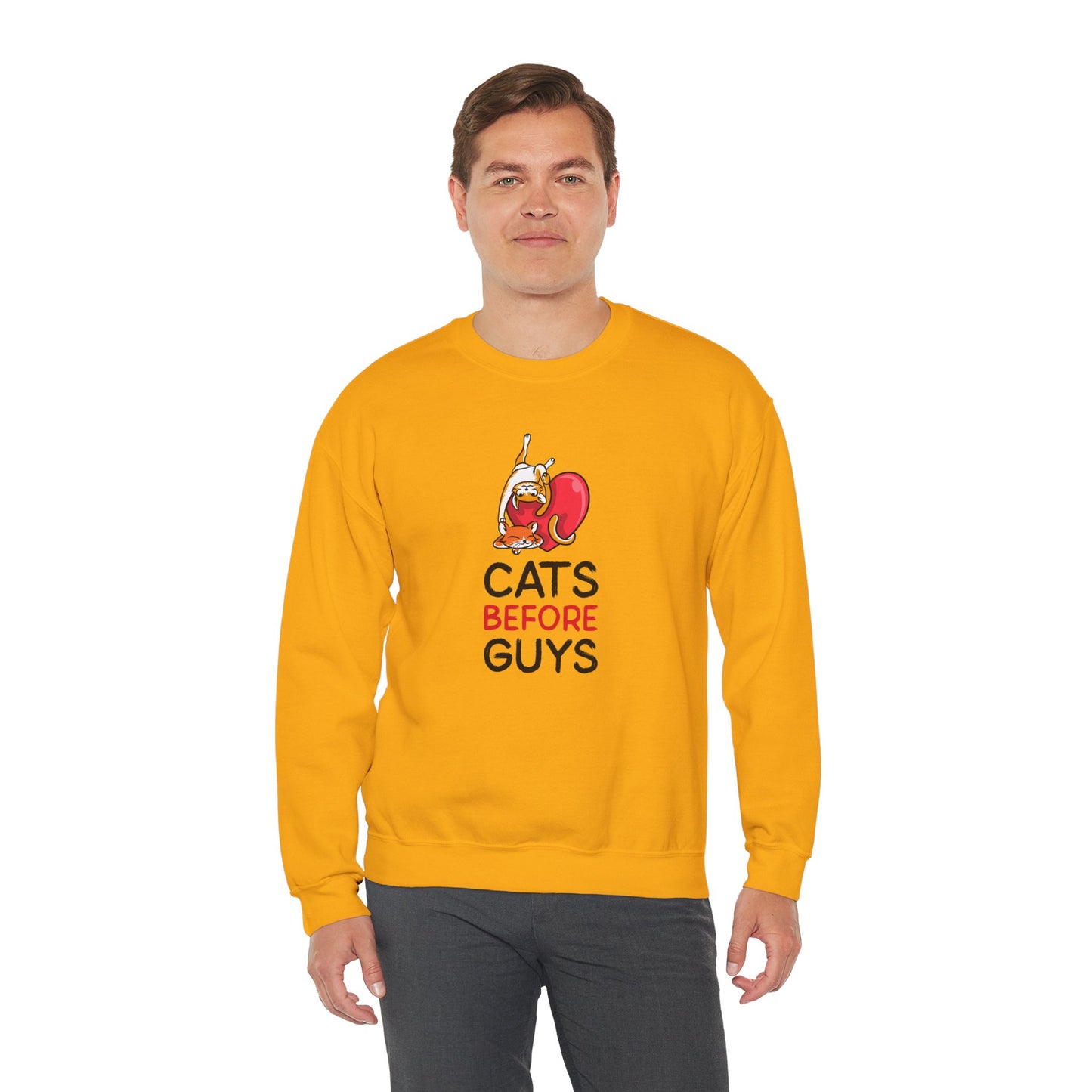 Cat Heart Sweatshirt Unisex Valentines Day 50 50 Cotton Poly Heavy Blend Crewneck Sweatshirt