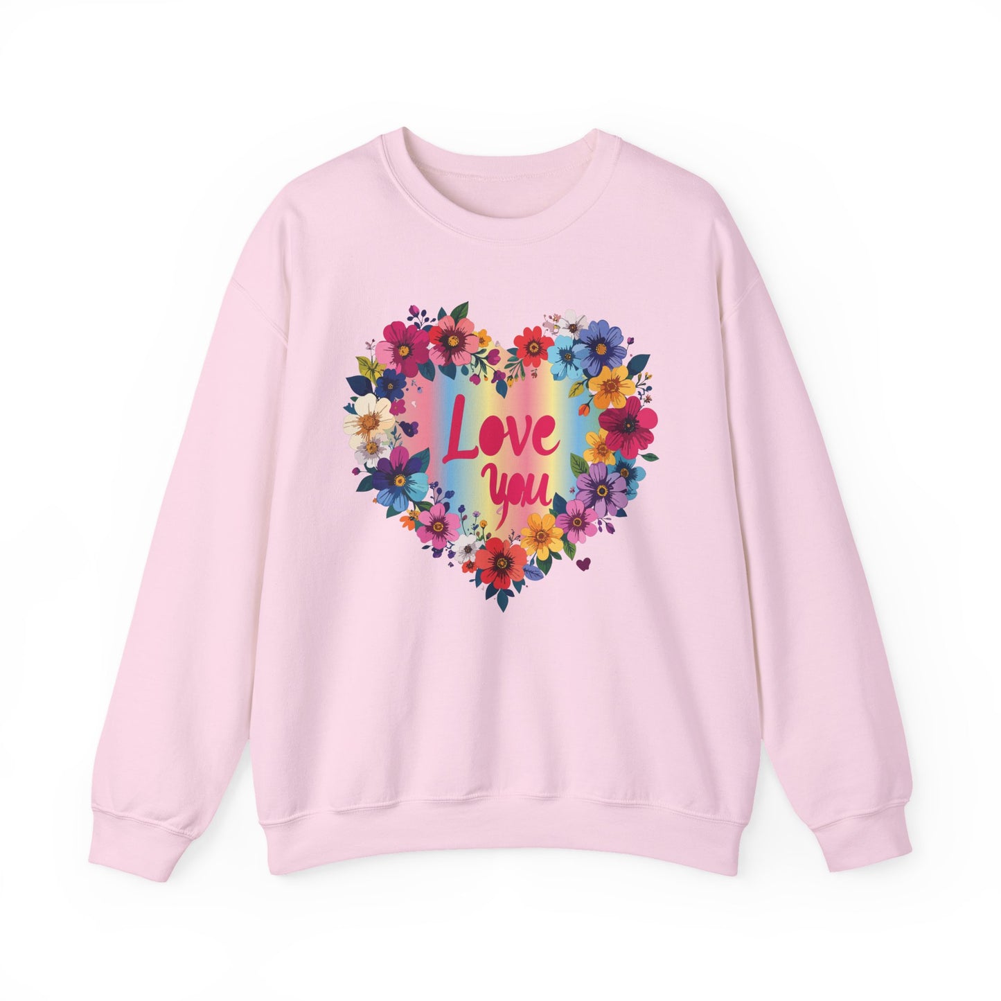 Valentines Day Floral Heart Sweatshirt Unisex Crewneck Floral Love You Gildan 18000 Heavy Blend