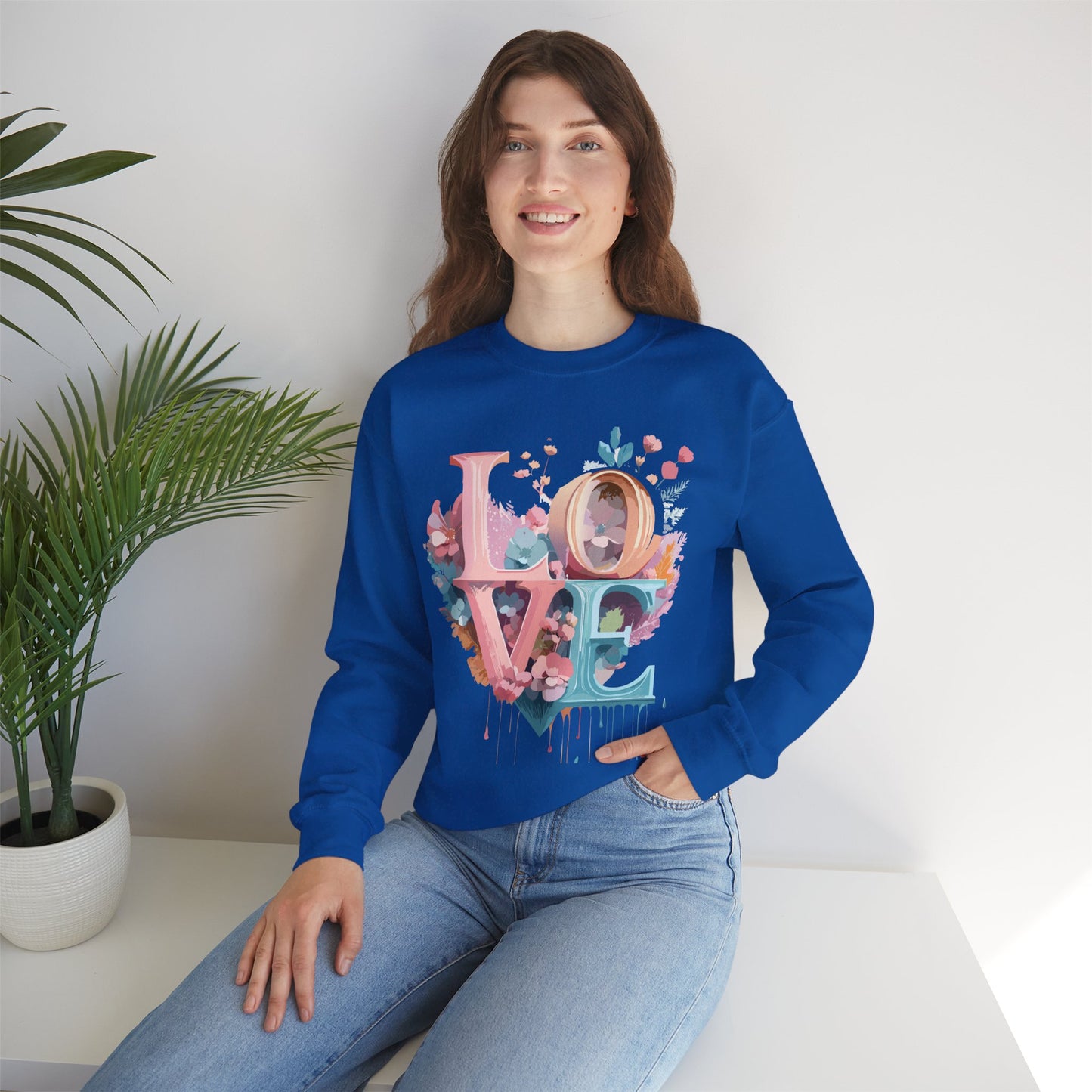 Floral Love Sweatshirt, Valentine's Day Sweatshirt, Love Flower Sweatshirt