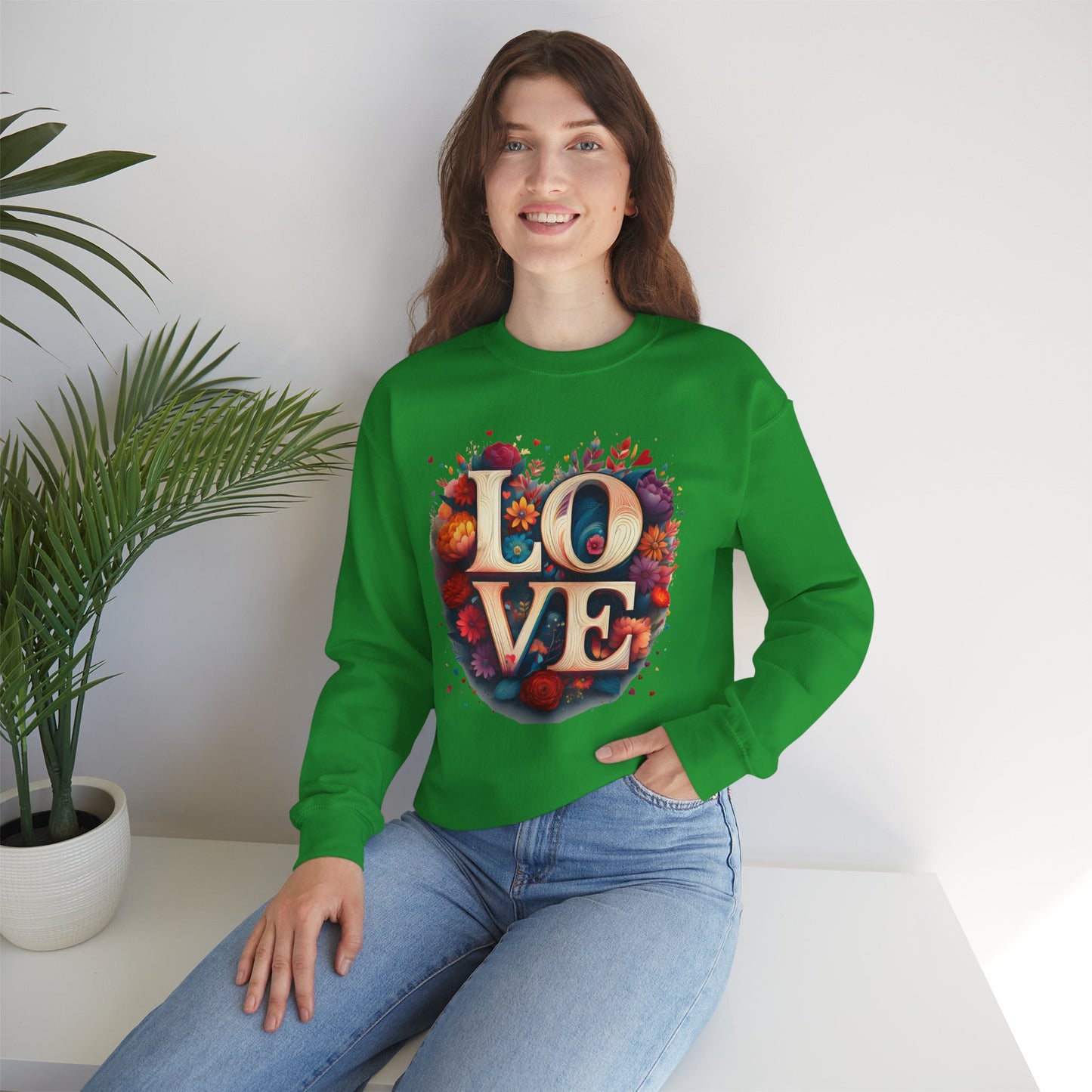 Floral Love Sweatshirt, Valentine's Day Sweatshirt, Love Flower Sweatshirt