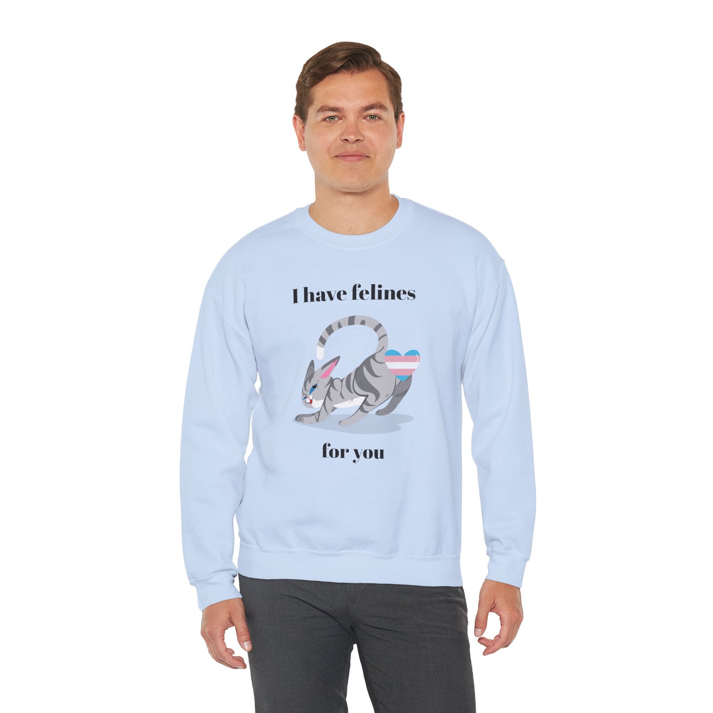 Cat Heart Sweatshirt Unisex Valentine Design 50 50 Cotton Poly Gildan 18000 Crewneck