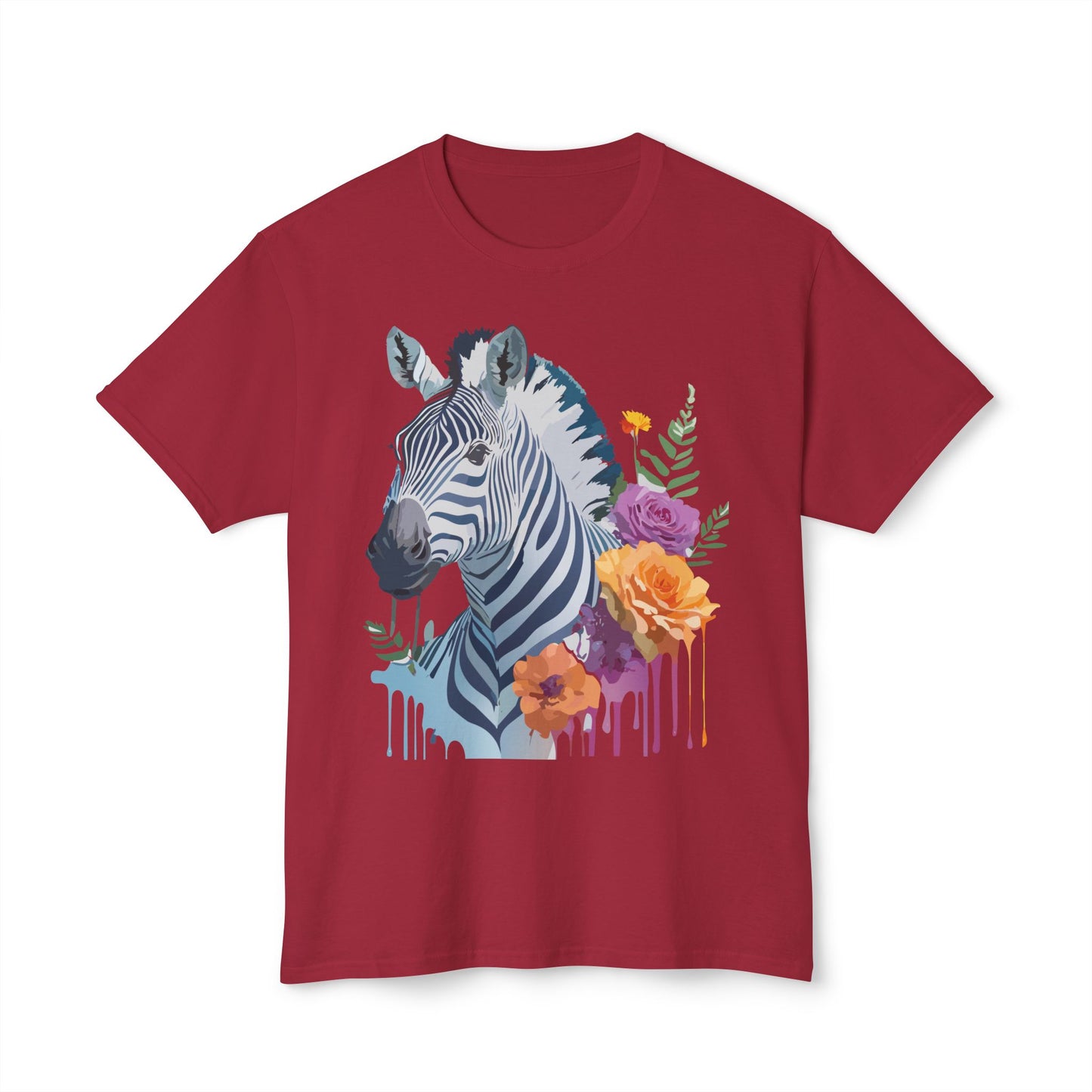 Zebra T-Shirt, Vintage Zebra Tee, Floral Tees, Zebra Art Design Shirt, Tee Shirt with Zebra 2