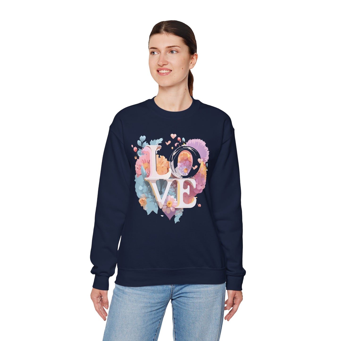 Floral Love Sweatshirt, Valentine's Day Sweatshirt, Love Flower Sweatshirt