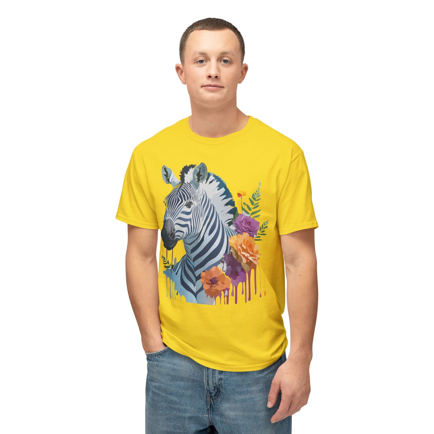 Zebra T-Shirt, Vintage Zebra Tee, Floral Tees, Zebra Art Design Shirt, Tee Shirt with Zebra 2