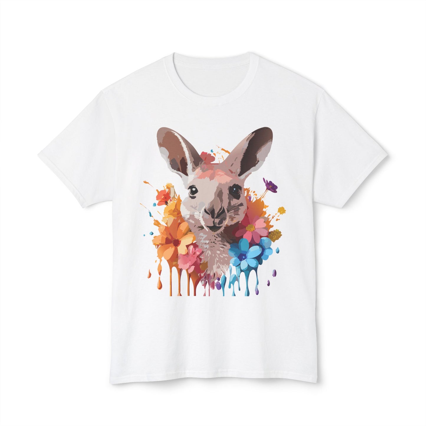 Kangaroo T-Shirt, Vintage Kangaroo Tee, Floral Tees, Kangaroo Art Design Shirt, Tee Shirt with Kangaroo 1
