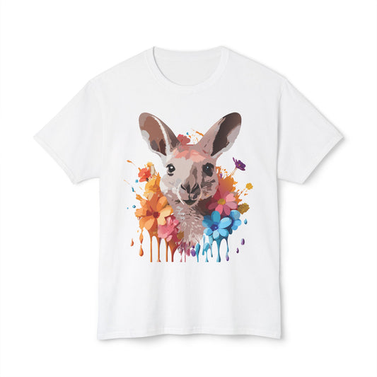 Kangaroo T-Shirt, Vintage Kangaroo Tee, Floral Tees, Kangaroo Art Design Shirt, Tee Shirt with Kangaroo 1