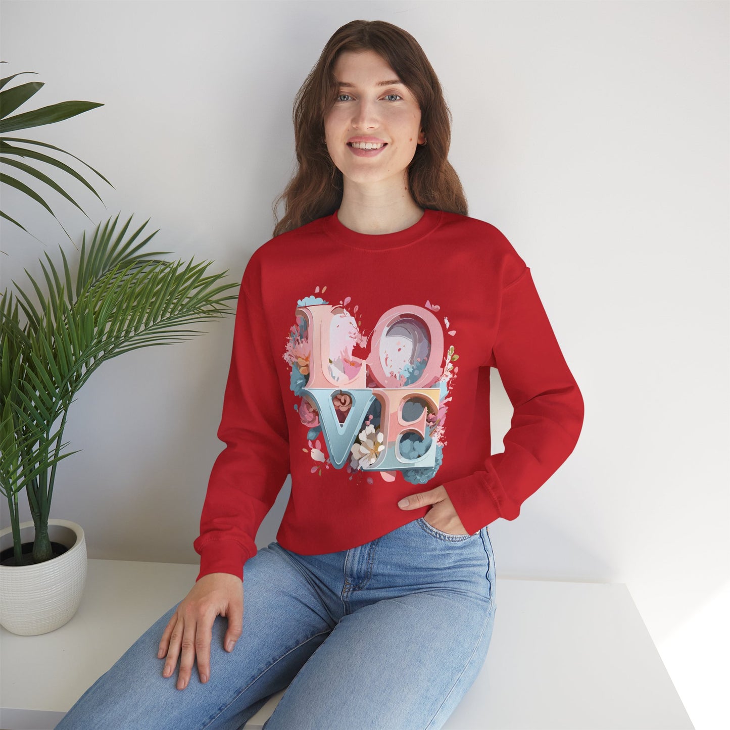 Floral Love Sweatshirt, Valentine's Day Sweatshirt, Love Flower Sweatshirt