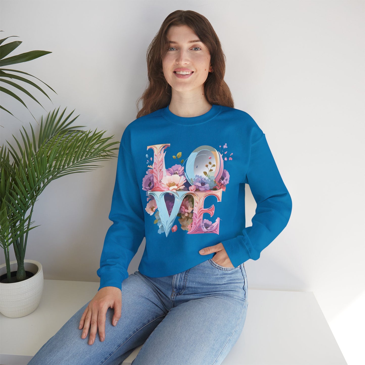 Floral Love Sweatshirt, Valentine's Day Sweatshirt, Love Flower Sweatshirt
