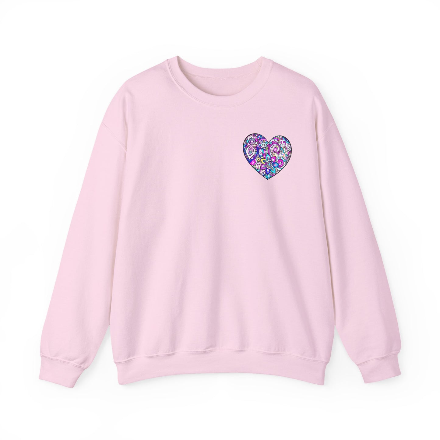 Floral Heart Sweatshirt Valentines Day Unisex Crewneck Gildan 18000 Heavy Blend Cotton Polyester