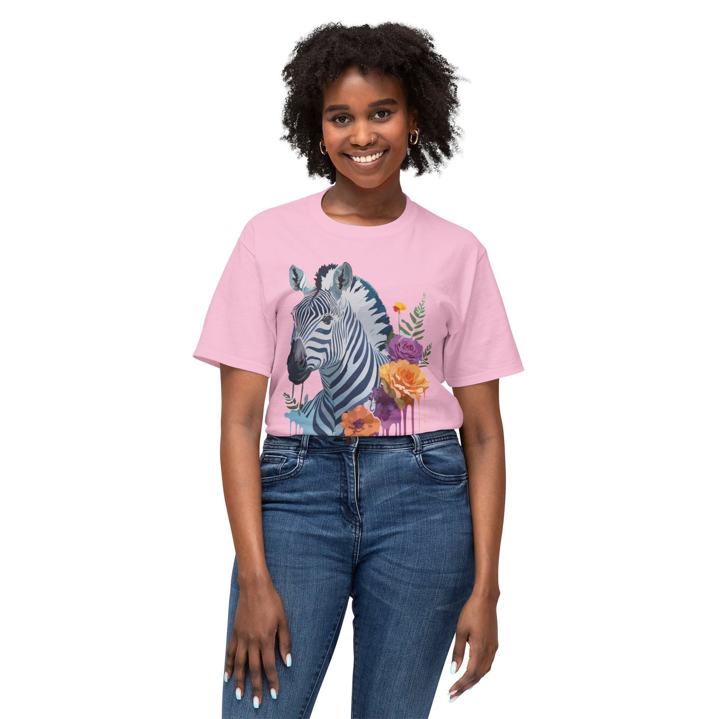 Zebra T-Shirt, Vintage Zebra Tee, Floral Tees, Zebra Art Design Shirt, Tee Shirt with Zebra 2