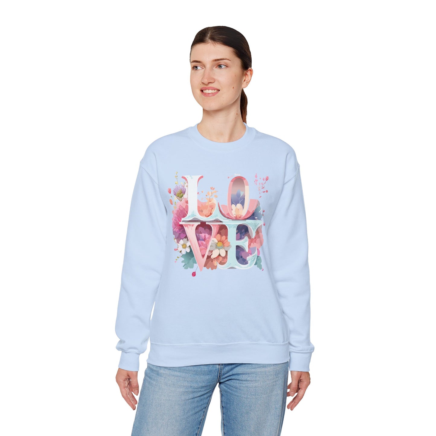Floral Love Sweatshirt, Valentine's Day Sweatshirt, Love Flower Sweatshirt