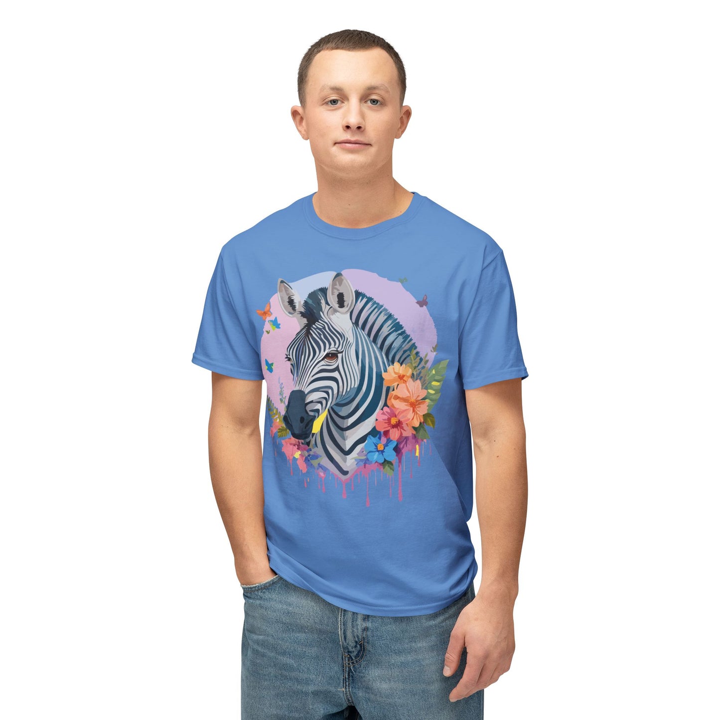 Zebra T-Shirt, Vintage Zebra Tee, Floral Tees, Zebra Art Design Shirt, Tee Shirt with Zebra 3