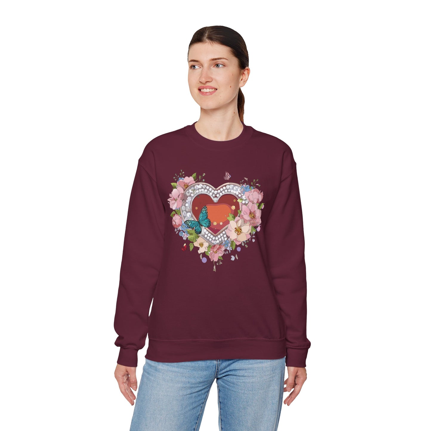 Floral Heart Sweatshirt, Floral Love Sweatshirt, Valentine's Day Sweatshirt, Heart Floral Sweatshirt