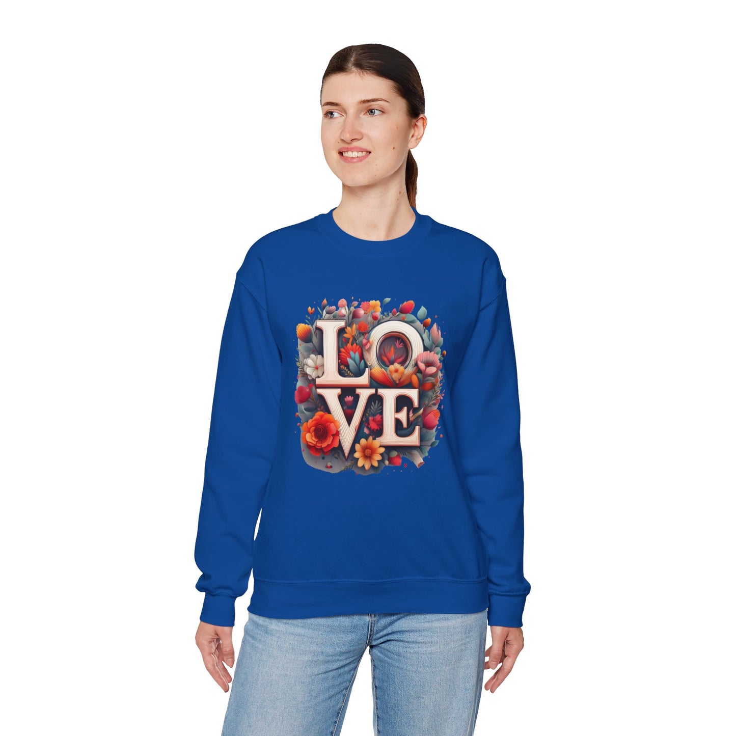 Floral Love Sweatshirt, Valentine's Day Sweatshirt, Love Flower Sweatshirt